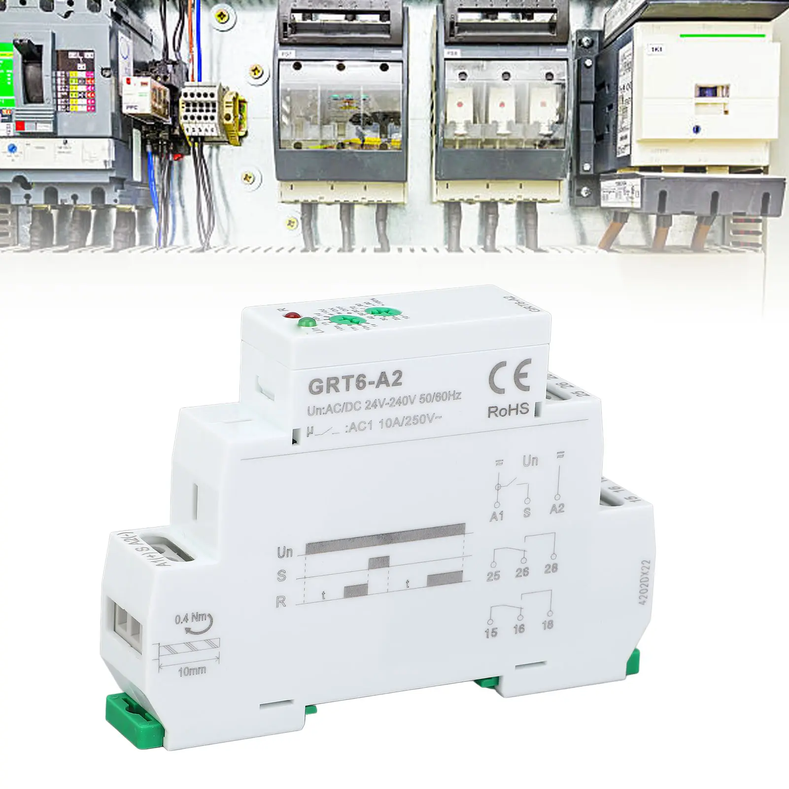 Single Function Time Relay On 2 SPDT Outputs 0.1s to 10 Days Electronic Power On Timer AC DC 24-240V GRT6-A2 Time Relay