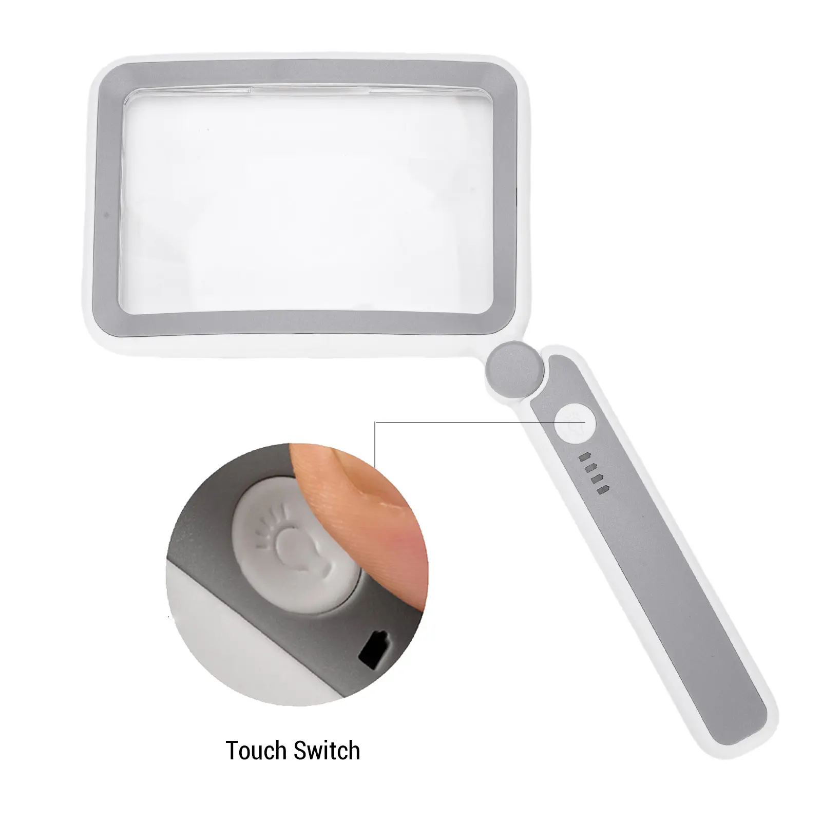 3.5X Handheld Magnifying Glass LED Lighted Magnifying Glass 3.5X Rechargeable Folding Handheld Rectangular Magnifier with Light