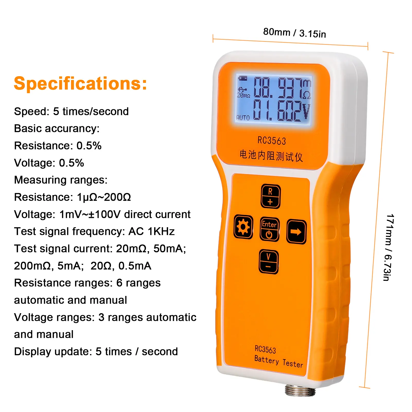 RC3563 18650 Battery Voltage Internal Resistance Tester High-precision True Four-wire AC Lithium Lead-acid Battery Tester