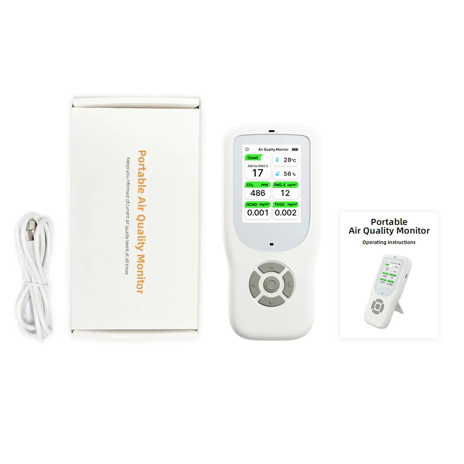 9-in-1 Air Quality Monitor Indoor AQI/CO₂ Meter PM2.5/PM1.0/PM10/HCHO/TVOC/Temperature/Humidity Detector Real Time Gas Analyzers