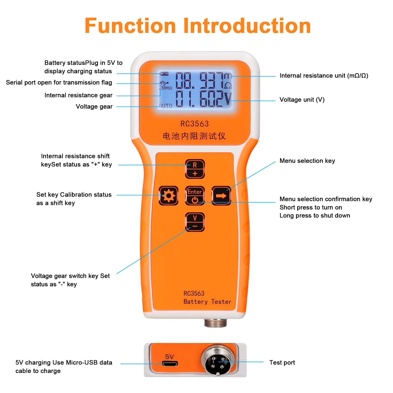 RC3563 18650 Battery Voltage Internal Resistance Tester High-precision True Four-wire AC Lithium Lead-acid Battery Tester