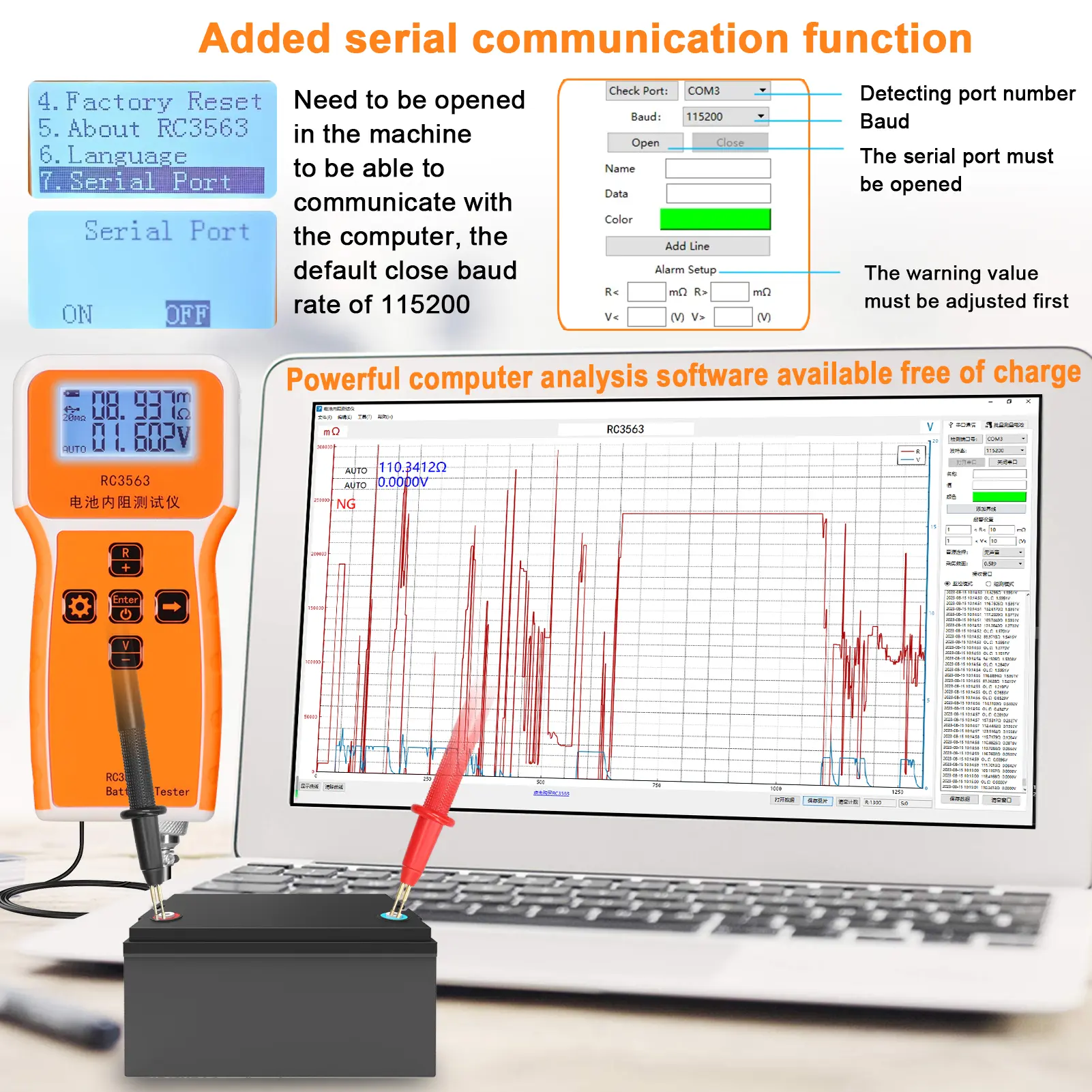 RC3563 18650 Battery Voltage Internal Resistance Tester High-precision True Four-wire AC Lithium Lead-acid Battery Tester