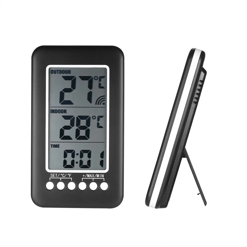 LCD Digital Timer Wireless Indoor/Outdoor Thermometer Clock Temperature Meter With Transmitter ℃/℉ Temperature Digital Clock