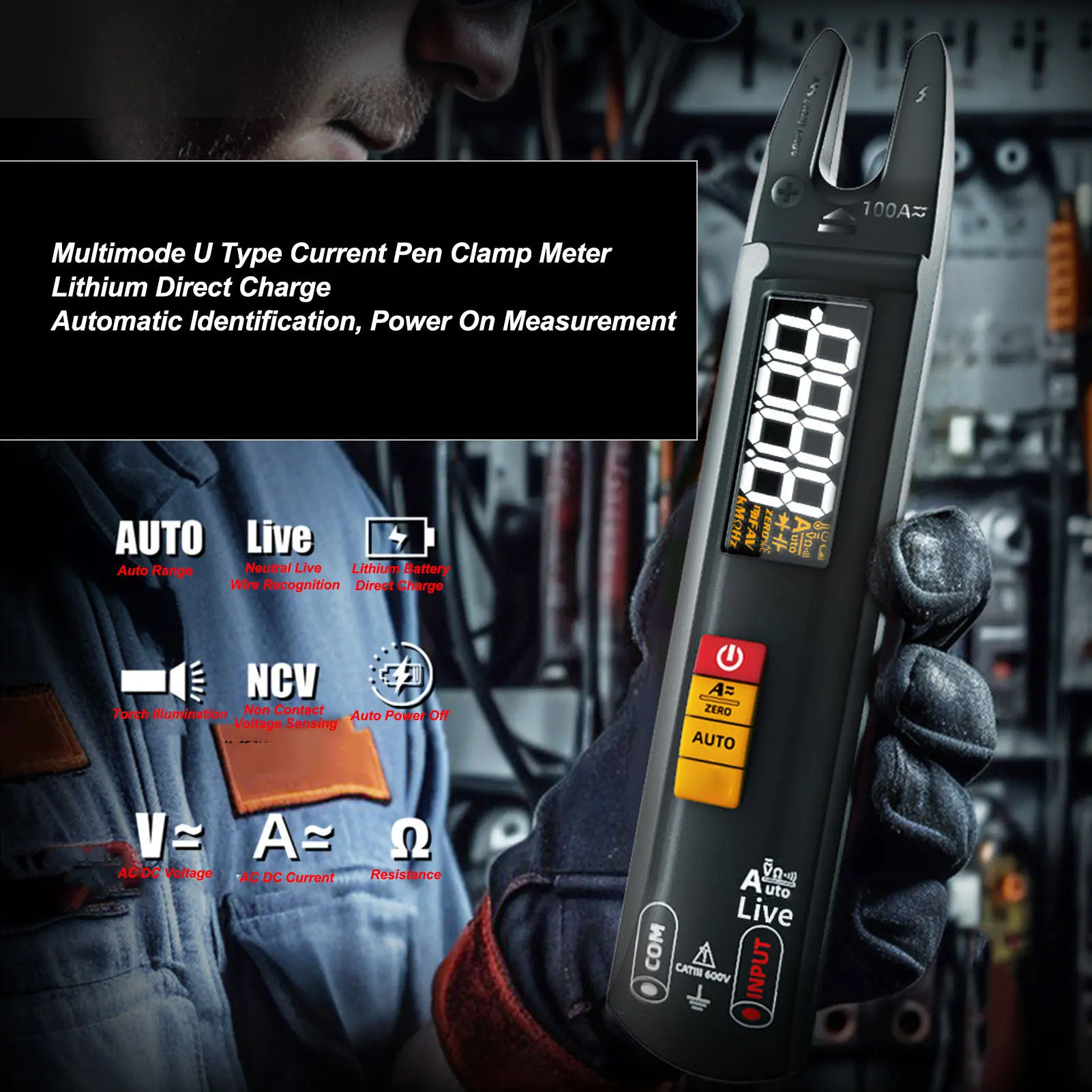 Clamp Meter Clamp Multimeter Smart U Shape 3 in 1 High Accuracy AC Current Ohm Voltage Tester Current Ohm Voltage Tester