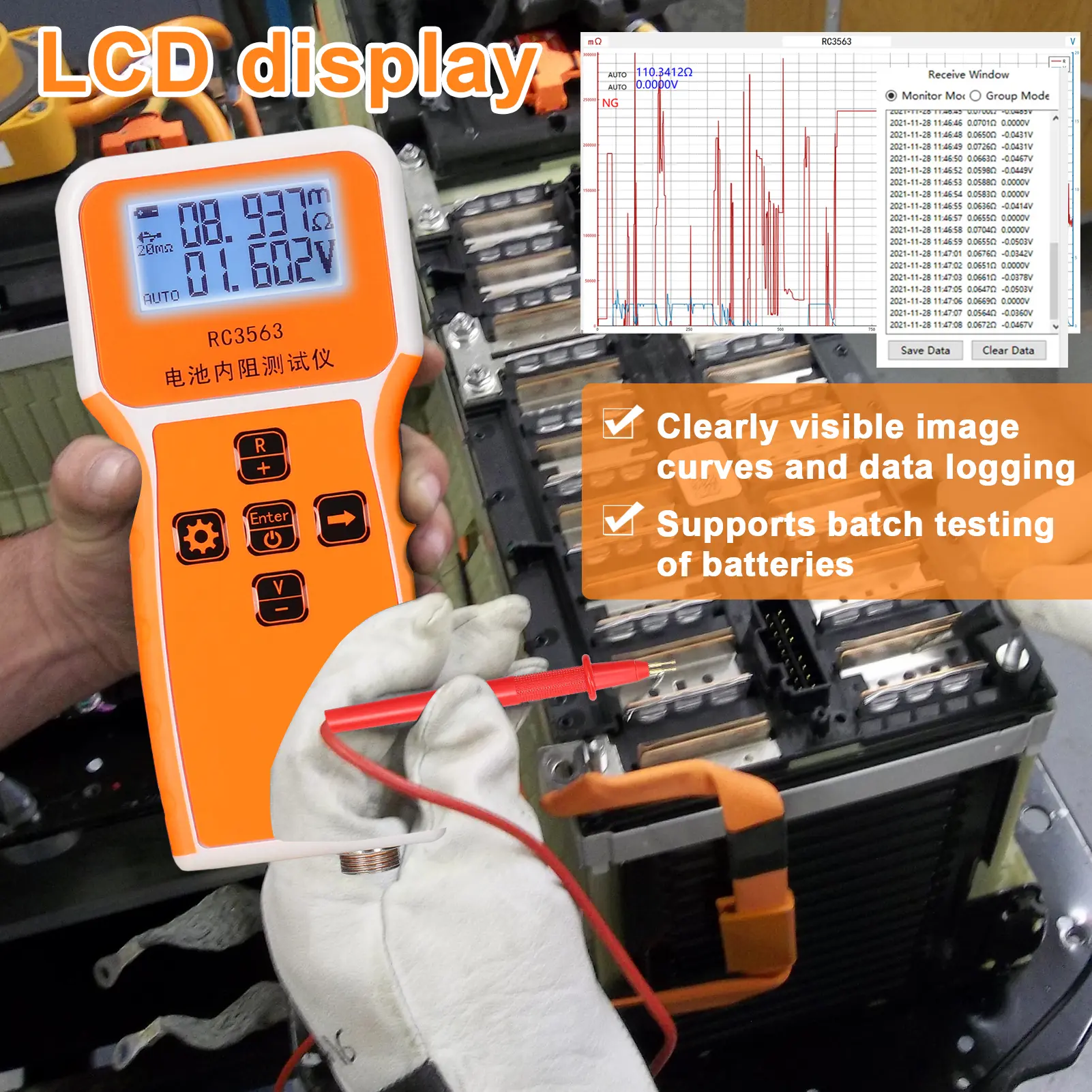 RC3563 18650 Battery Voltage Internal Resistance Tester High-precision True Four-wire AC Lithium Lead-acid Battery Tester