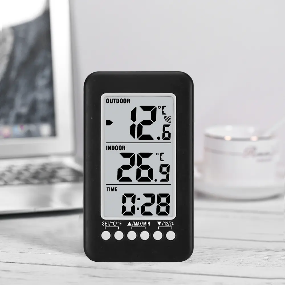 LCD Digital Timer Wireless Indoor/Outdoor Thermometer Clock Temperature Meter With Transmitter ℃/℉ Temperature Digital Clock