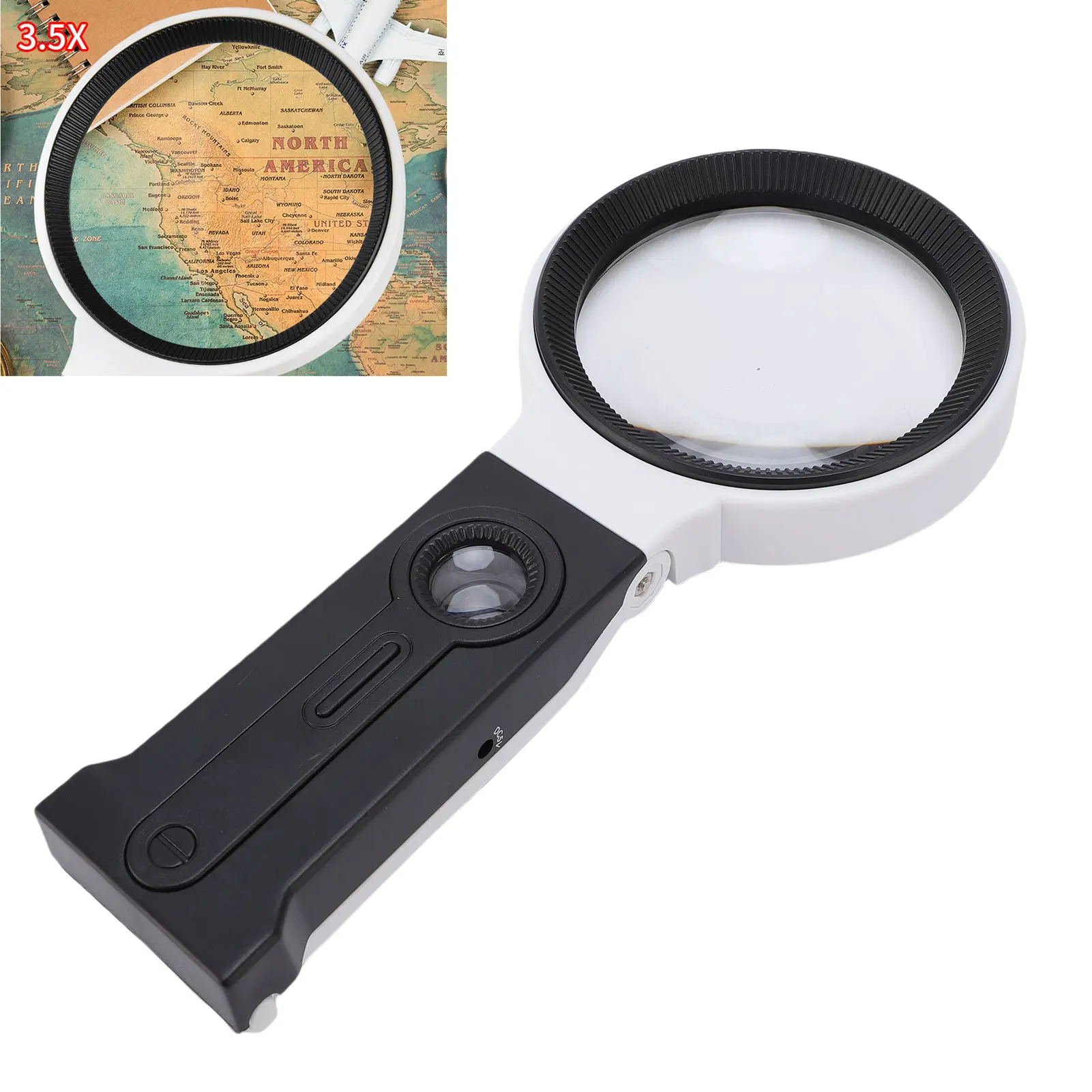 Folding Handheld Magnifier 5X 25X 90mm Single Layer Glass 32 LED Lights Magnifying Glass with Desktop Stand