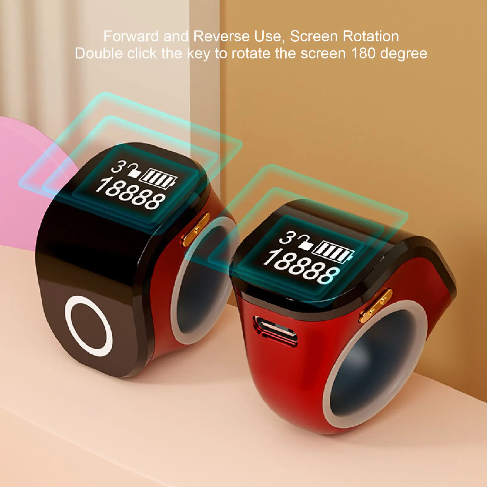 Portable Touch Counter Finger Counter Smart Ring Counter Clear LCD HD Display Intelligent Touch Ring for Work Exercise Life