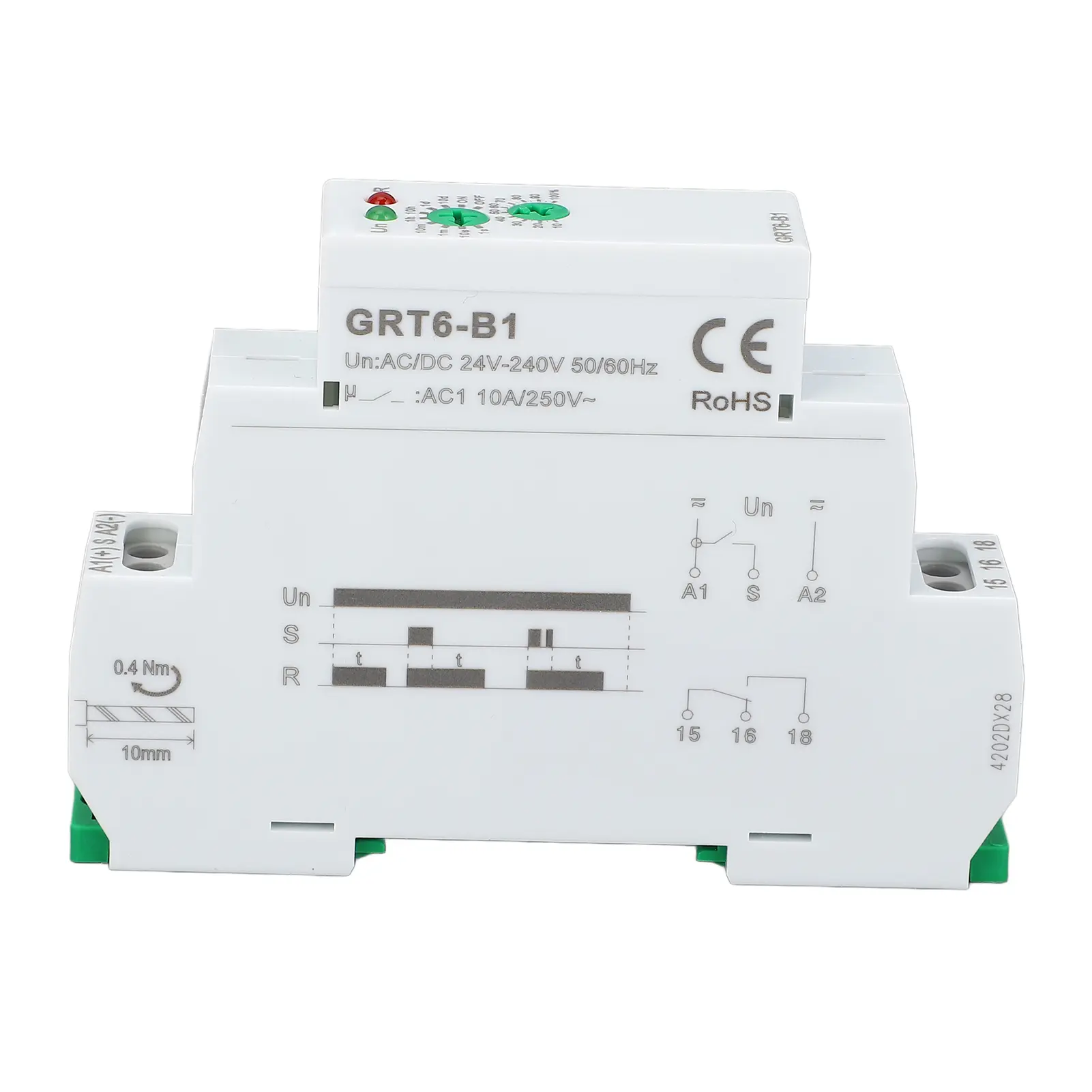 GRT6-B1 Time Relay 0.1s to 10 Days Delay Off Single Function Relay Switch with LED Indicator DIN Rail Mount SPDT Output
