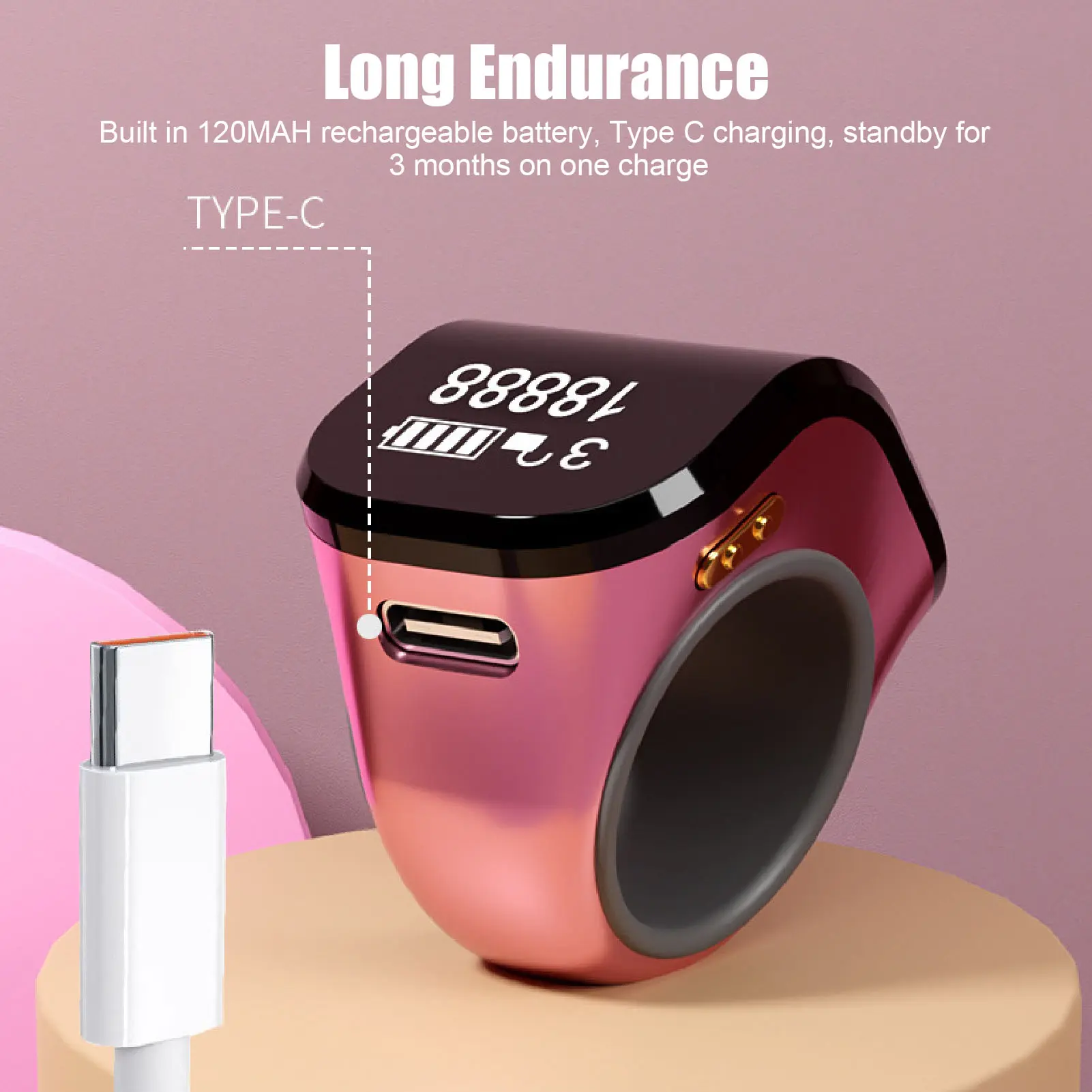 Portable Touch Counter Finger Counter Smart Ring Counter Clear LCD HD Display Intelligent Touch Ring for Work Exercise Life