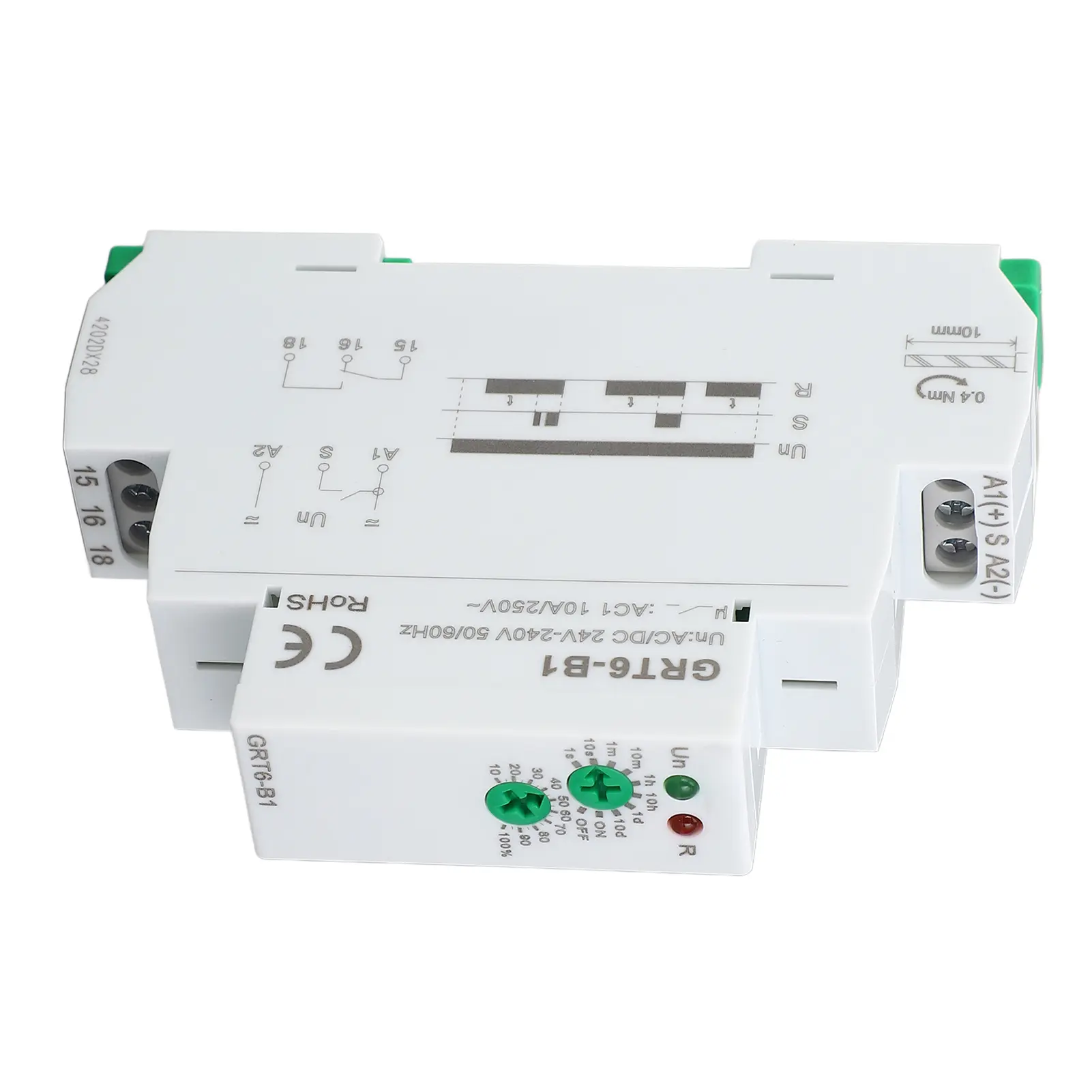 GRT6-B1 Time Relay 0.1s to 10 Days Delay Off Single Function Relay Switch with LED Indicator DIN Rail Mount SPDT Output