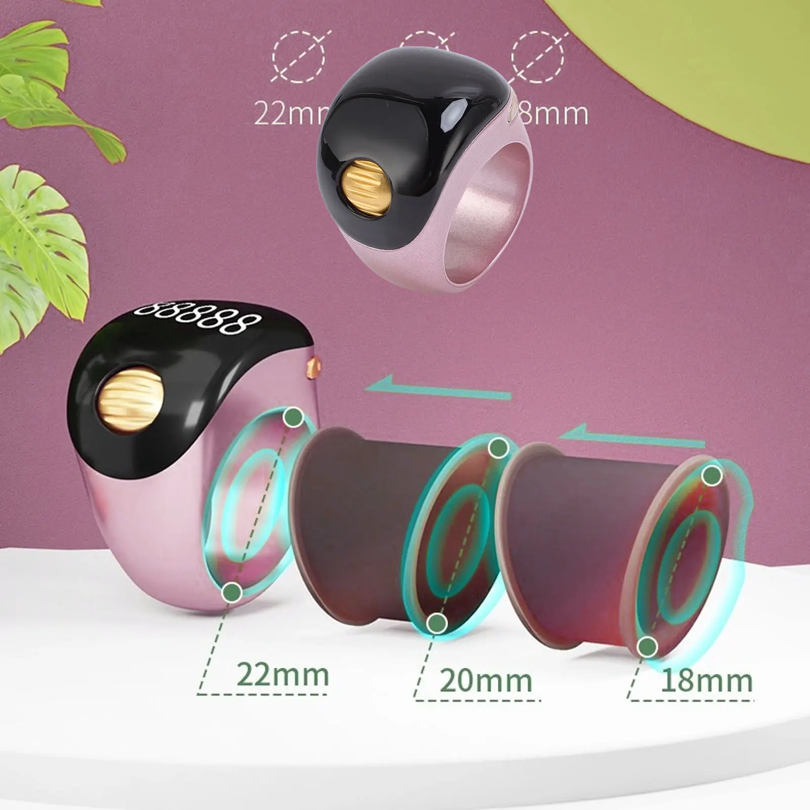 Electronic Finger Counter ABS Ring Counter Organic LED Screen Adjustable Ball Rolling Type C Rechargeable Quiet for Coaching