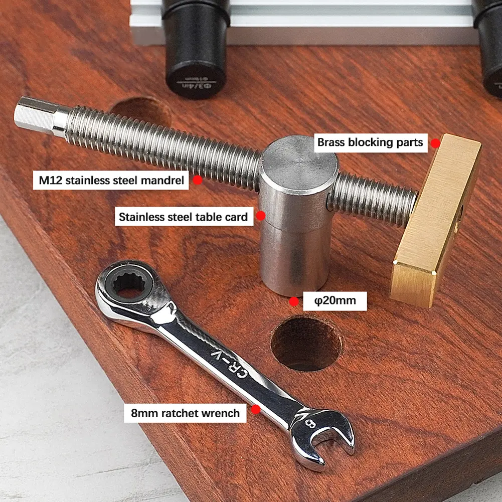Woodworking Desktop Vise Desktop Vise Tenon Locking Bar Fixing Tool For the 20mm Diameter Table Hole Woodwork DIY Utility Tools