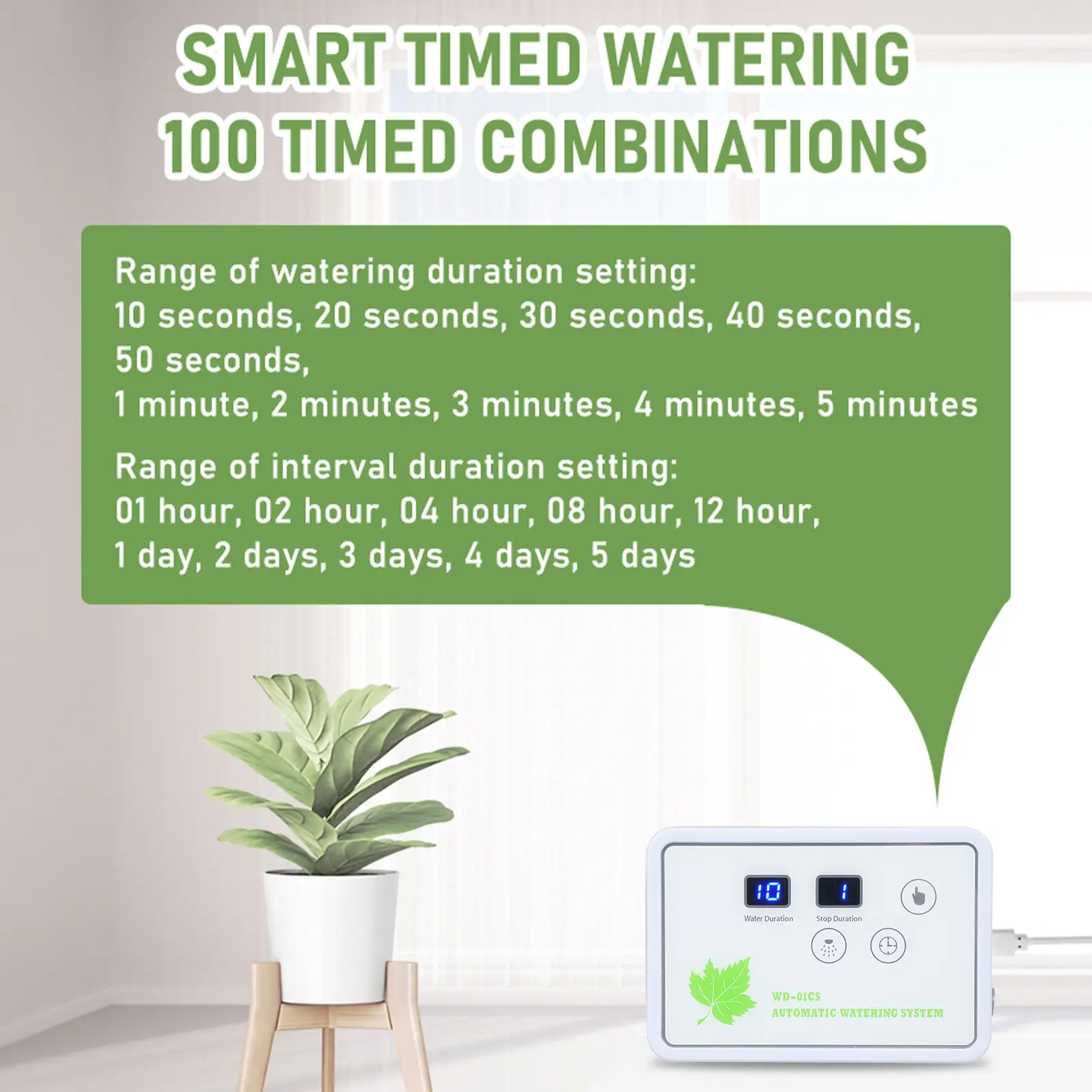 Automatic Watering System Timeable Plant Waterer Built-in Self-priming Pump Intelligent Timed Watering Timer 2m 16 Potted Plants