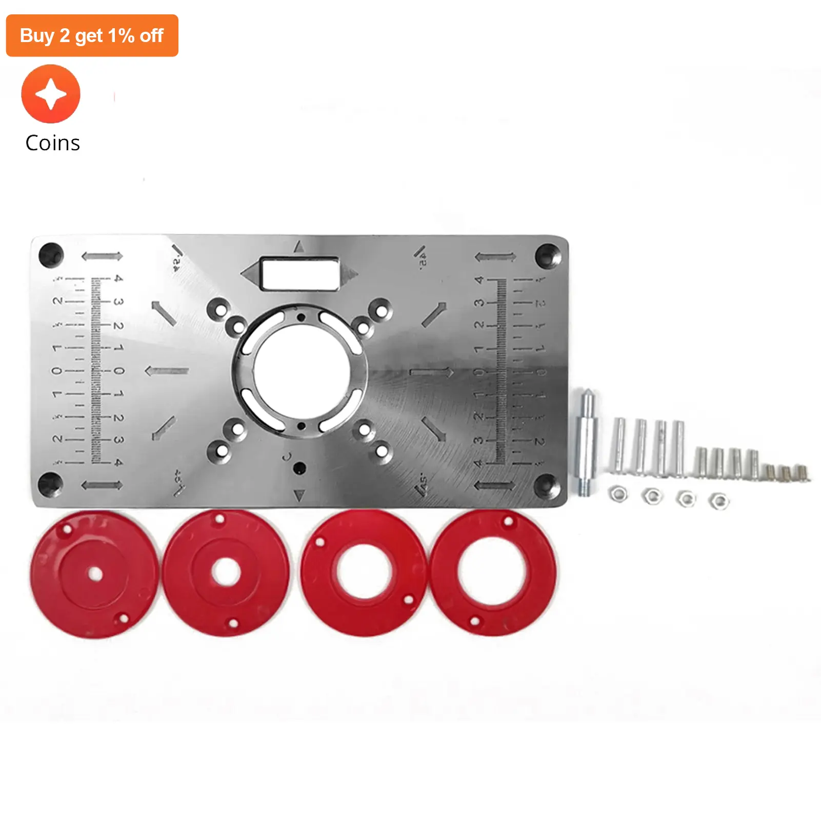 Aluminium Router Table Insert Plate Table For Woodworking Benches Router Plate Wood Tools Milling Trimming Machine with Rings