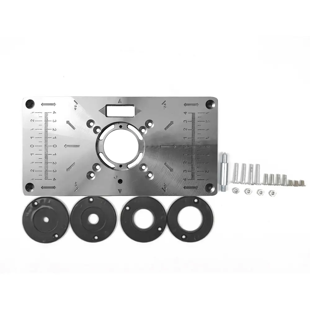 Aluminium Router Table Insert Plate Table For Woodworking Benches Router Plate Wood Tools Milling Trimming Machine with Rings