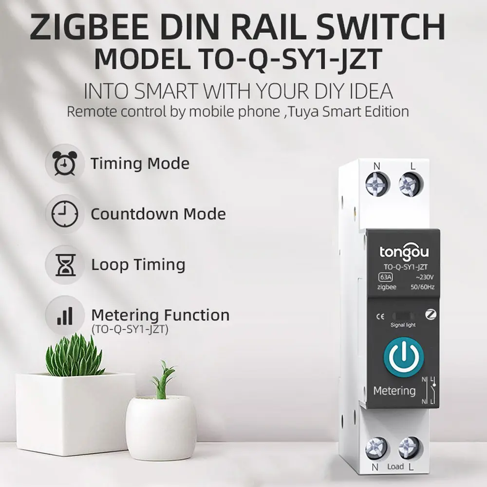 Zigbee Circuit Breaker Wireless Remotes Control Din Rail Switch Phone APP Remotes Viewing Intelligent Circuit Breaker Equipment