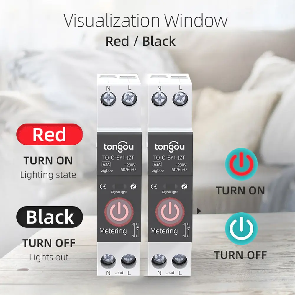 Zigbee Circuit Breaker Wireless Remotes Control Din Rail Switch Phone APP Remotes Viewing Intelligent Circuit Breaker Equipment