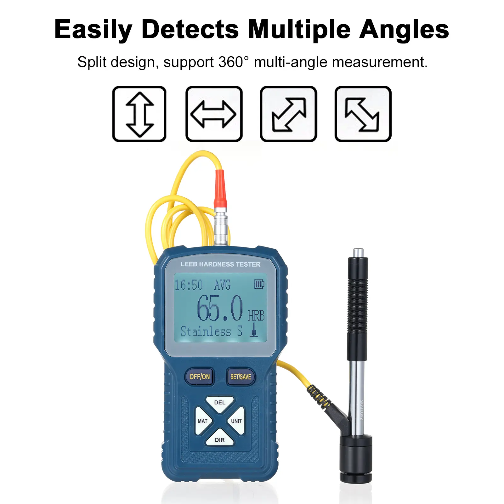 Digital Metal Hardness Tester Portable Digital Durometer High Precision Leeb Hardness Tester 360° HLD HB HV HS HRA HRB HRC Test