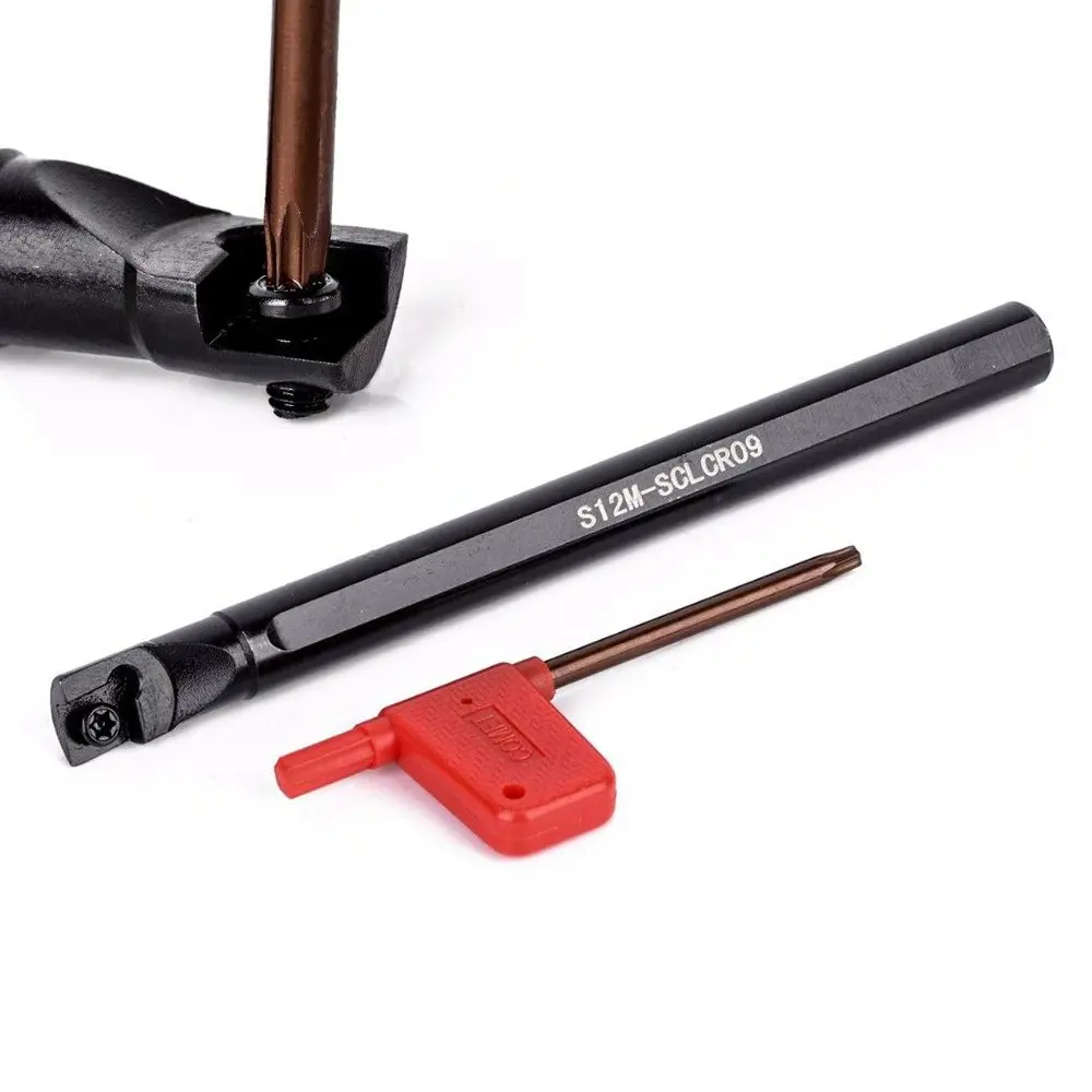 4PCS 12mm Shank Lathe Turning Tool Holder Carbide Inserts T15 Wrench S12M-SCLCR09 SCLCR1212H09 SCLCL1212H09 SCMCN1212H09 Holder