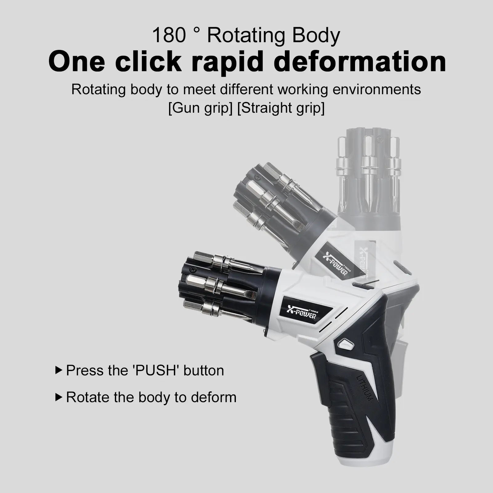 Cordless Screwdriver 3.6V Electric Screwdriver 6pcs Quick Change-Batch Heads 1300mah Rechargeable Screwdriver 19 Bits Fittings
