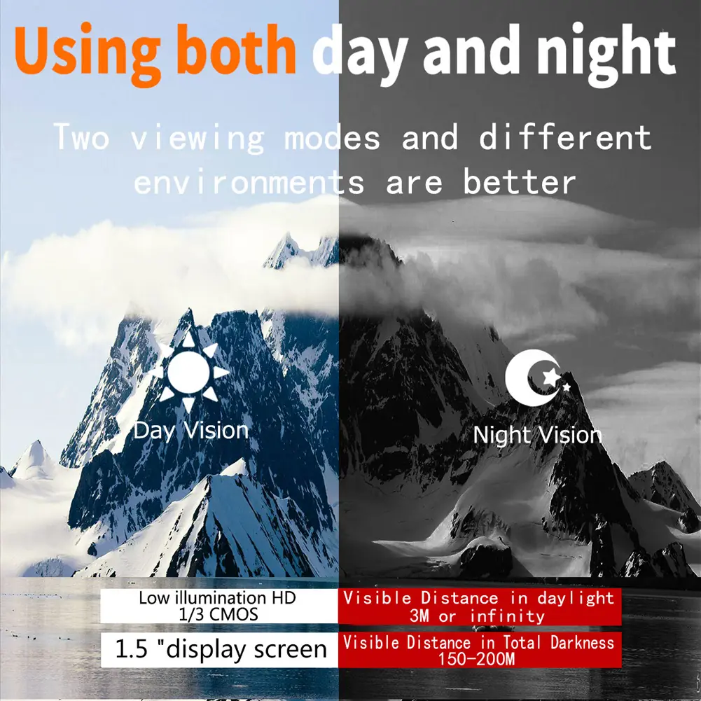 4K Outdoor Night-Vision Infrared Optical Binocular Night-Vision 5X 150-200M Full Dark Viewing Distance for Hunt Boating Journey