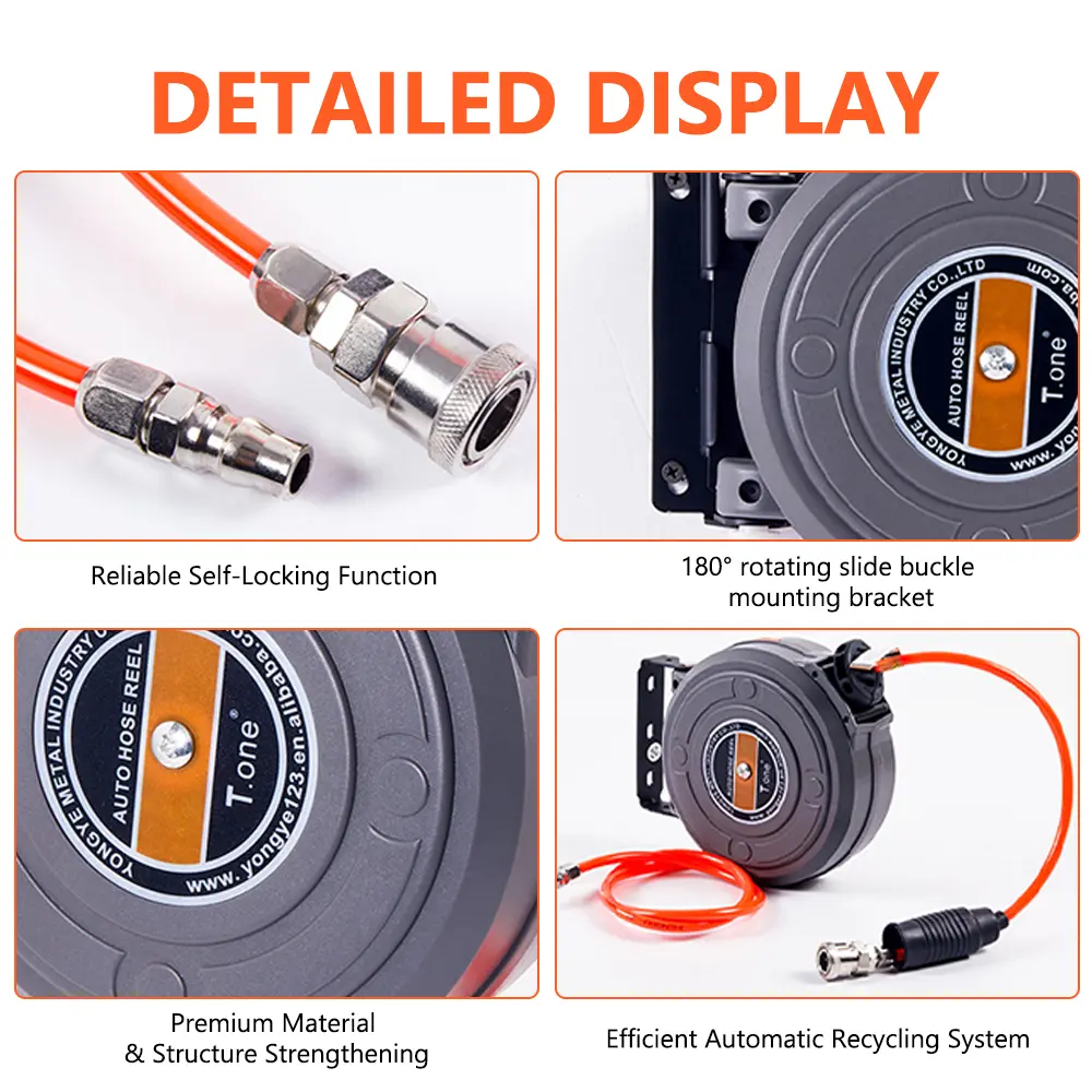 Automatic Retractable Air Hose Reel Car Wash Garden Irrigation Water Tube Holder Wall Mount High Pressure Waterpipes Roller Drum