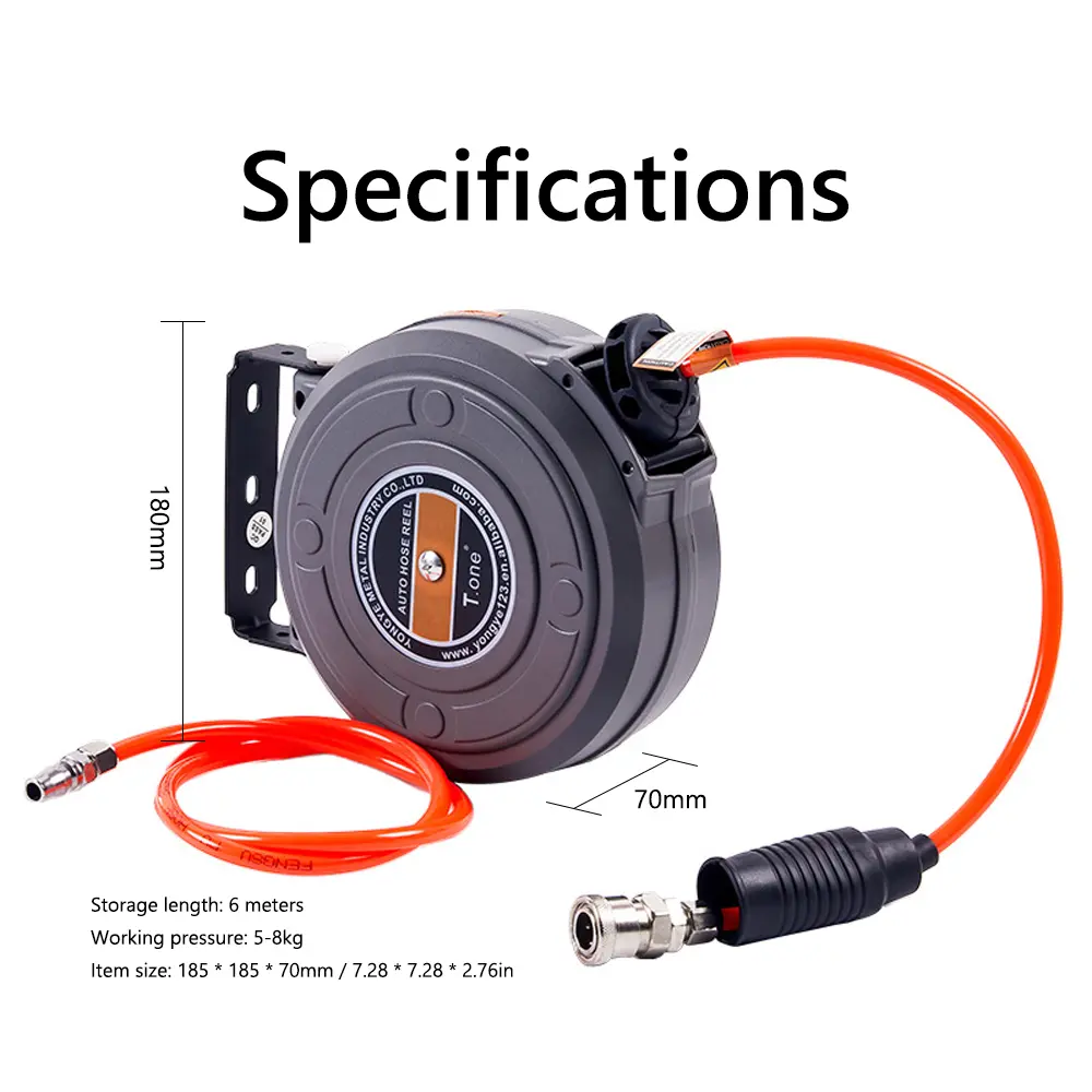 Automatic Retractable Air Hose Reel Car Wash Garden Irrigation Water Tube Holder Wall Mount High Pressure Waterpipes Roller Drum