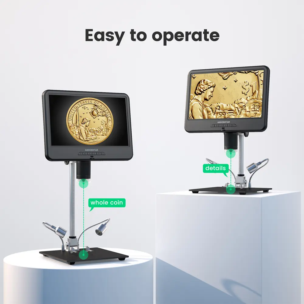 AD210 Digital Microscope 12 Million Pixels IPS Touching Screen 50-1600X Magnification Repair Soldering Microscope LED Fill Light