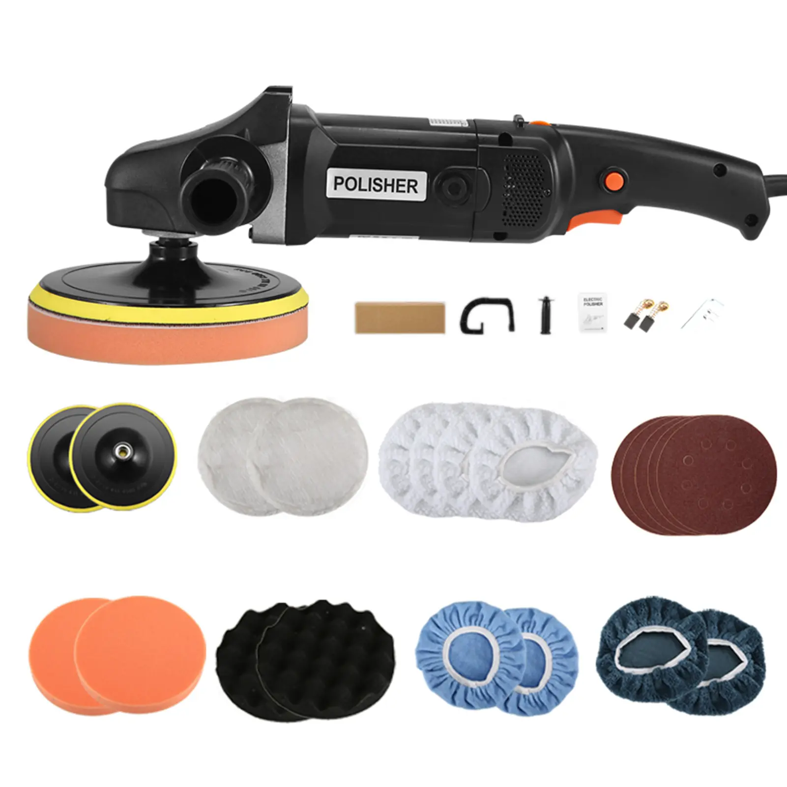 1400W Buffer Car Polisher 8 Variable Speed 600-3600 RPM Orbital Sander Detachable Electric Sanding Polishing Waxing Machine