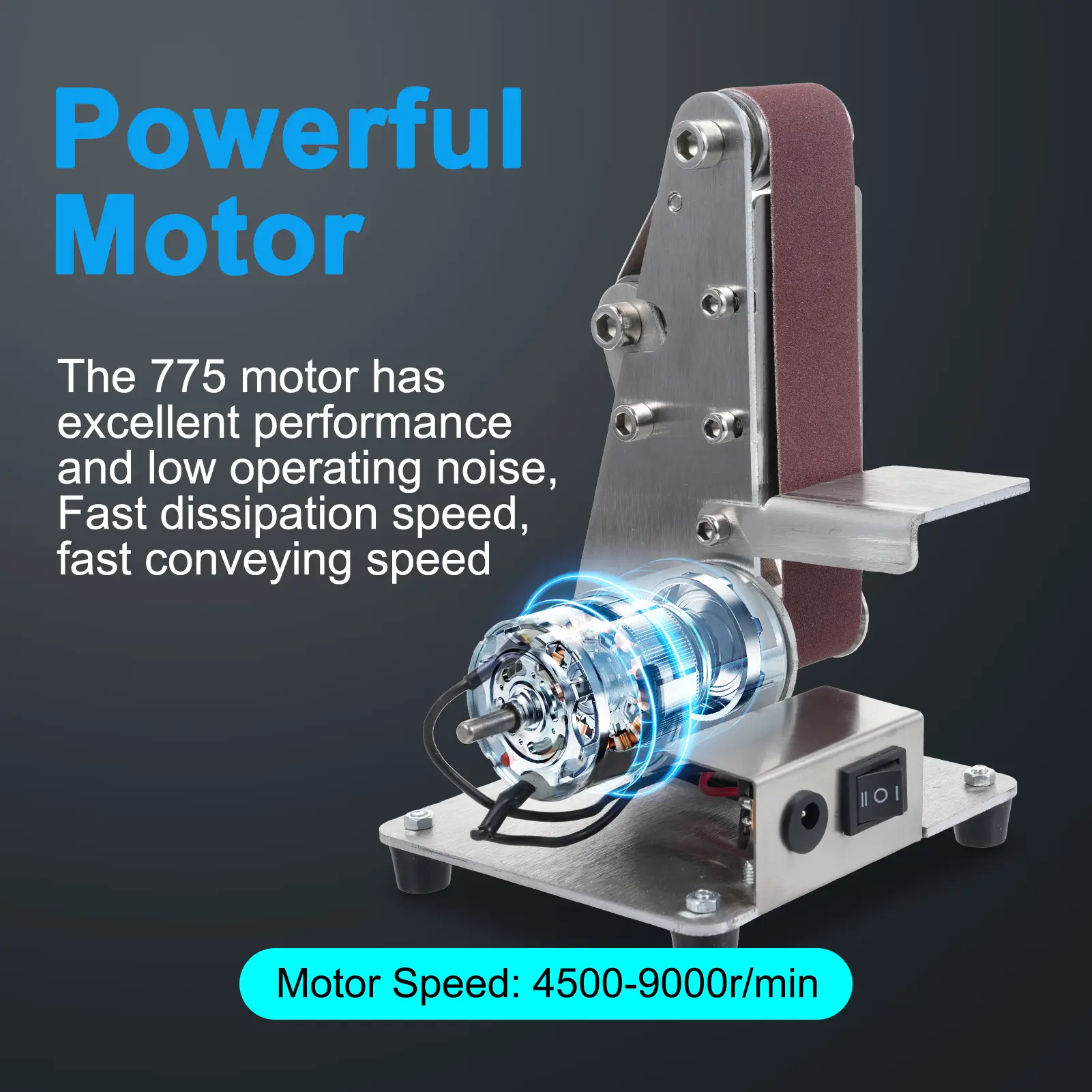 Table Electric Belt Sander 7-Speed Adjustable Electric Speed Sanding Polishing Grinding Machine10pcs Sanding Belts Polisher