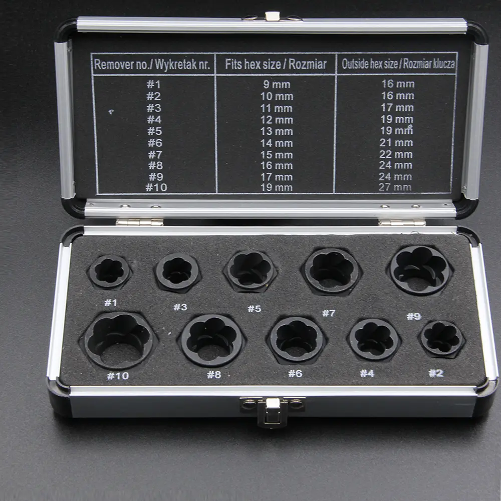 10pcs Bolt Nut Extractor High-grade Broken Nut Bolt Extractor Socket Hex Nut Removal Tool Nut Breaks Bolt Extractor Remove