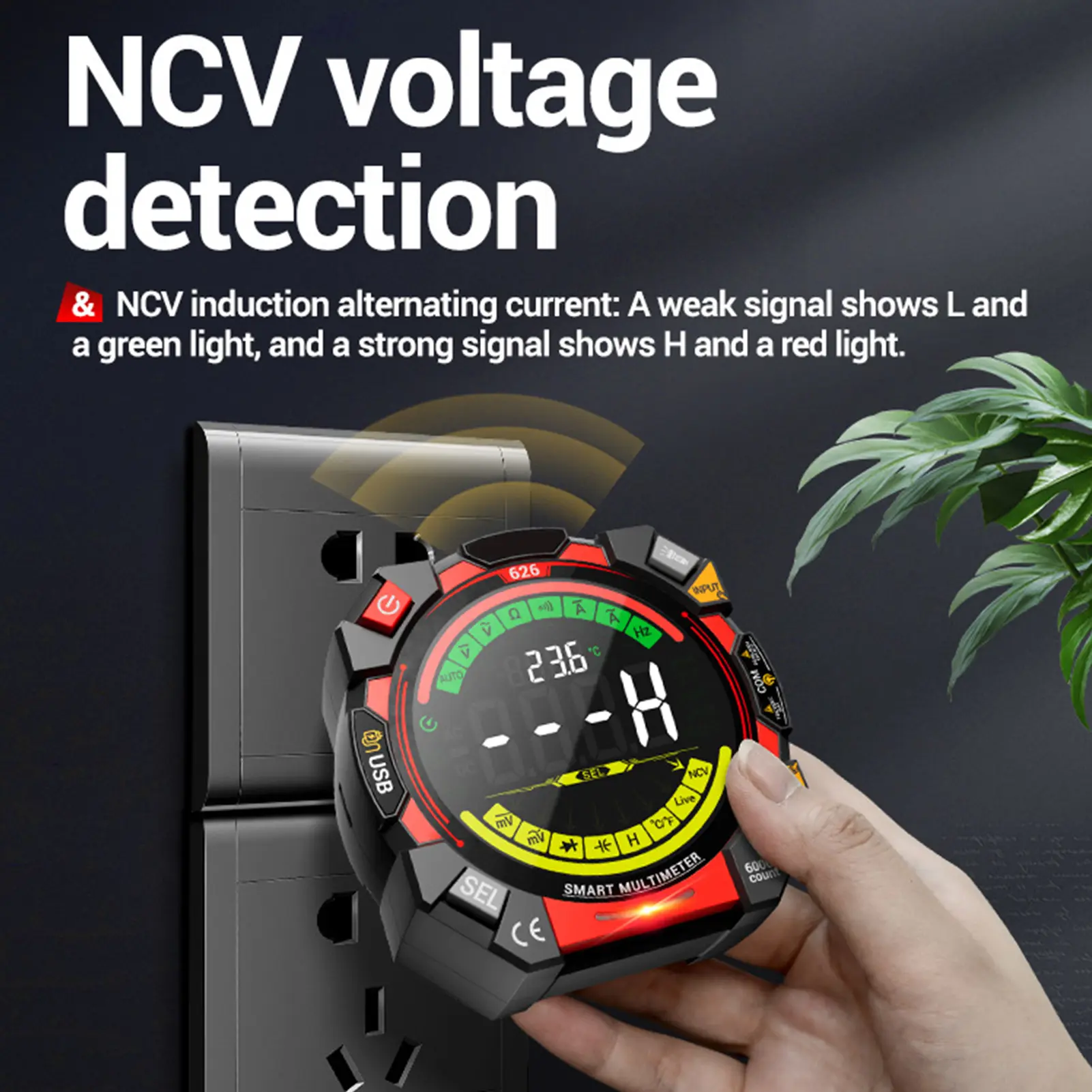 Digital Multimeter  6000 Counts NCV Voltage Tester with VA Backlit LCD  Data Hold Flashlight Live Wire Detection