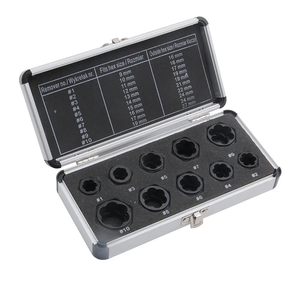10pcs Bolt Nut Extractor High-grade Broken Nut Bolt Extractor Socket Hex Nut Removal Tool Nut Breaks Bolt Extractor Remove