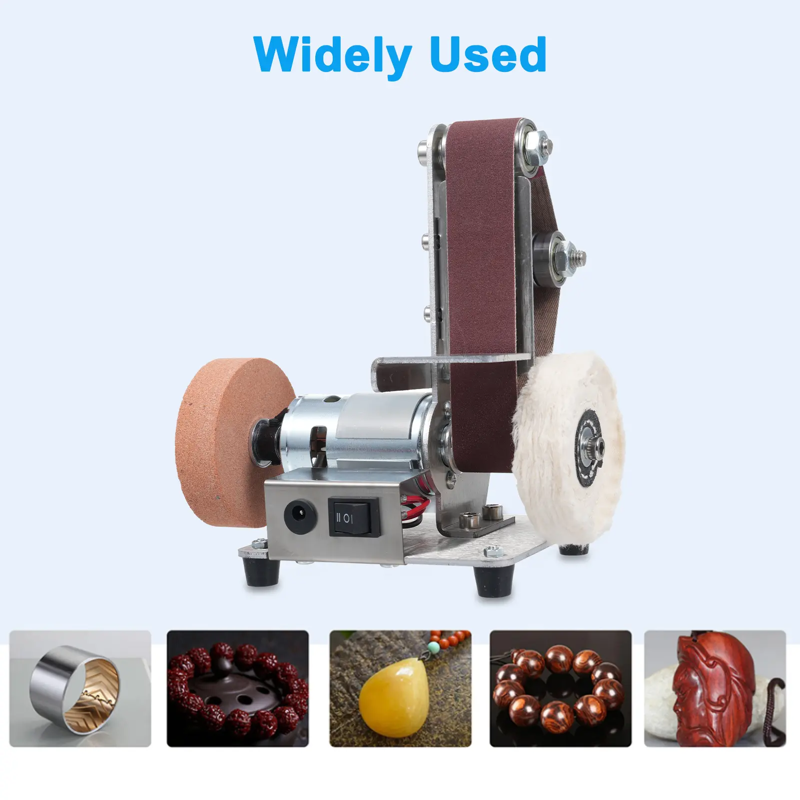 Table Electric Belt Sander 7-Speed Adjustable Electric Speed Sanding Polishing Grinding Machine10pcs Sanding Belts Polisher