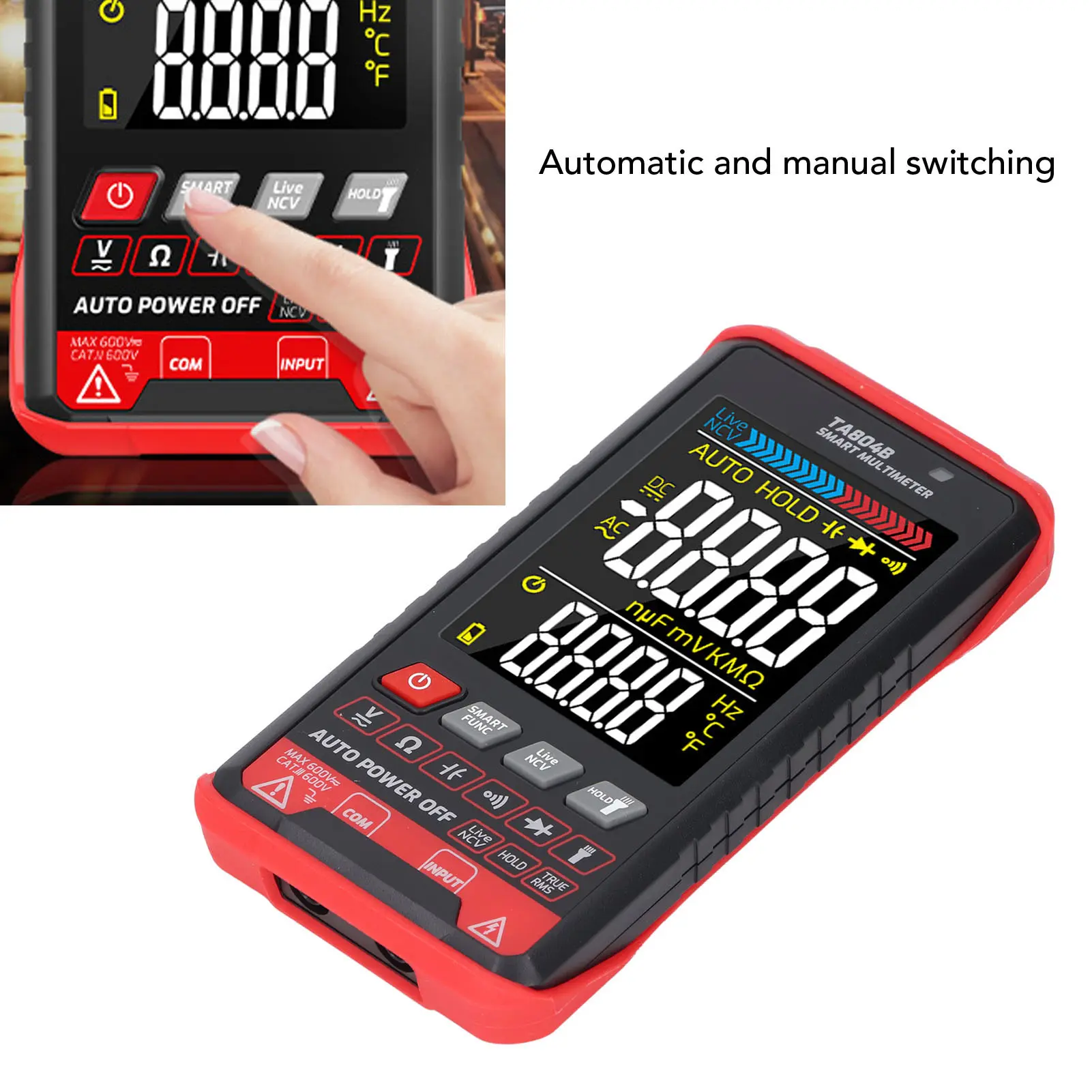 TA804B Digital Multimeter Color Screen NCV Ultra Thin Voltage Resistant Frequency Capacitance Meter Digital Multimeter Tool