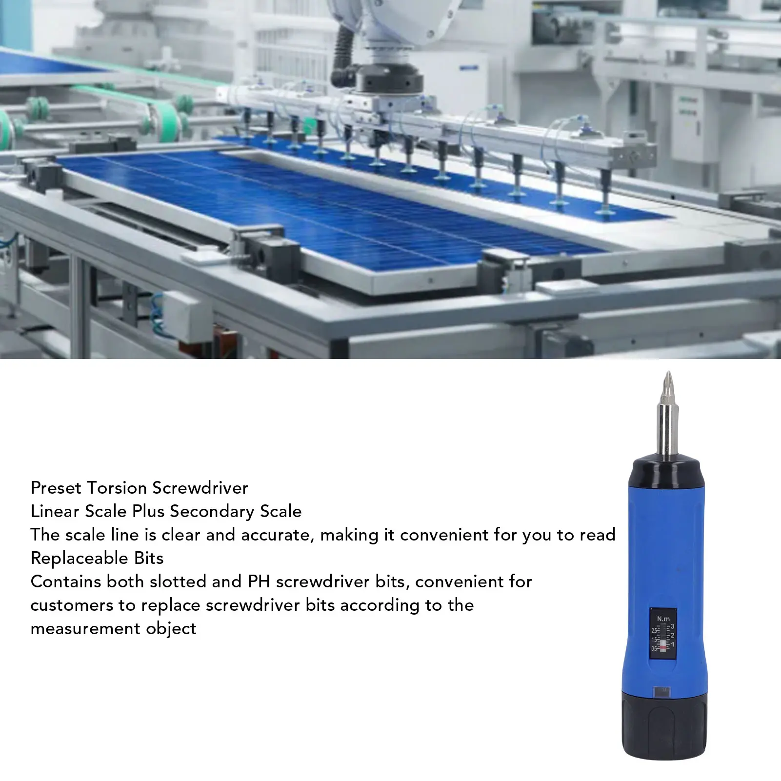 Adjustable Torsion Screwdriver Preset Torsion Screwdriver Set 0.5-3Nm Adjustable Torsion Screwdriver with  and Slotted Bits