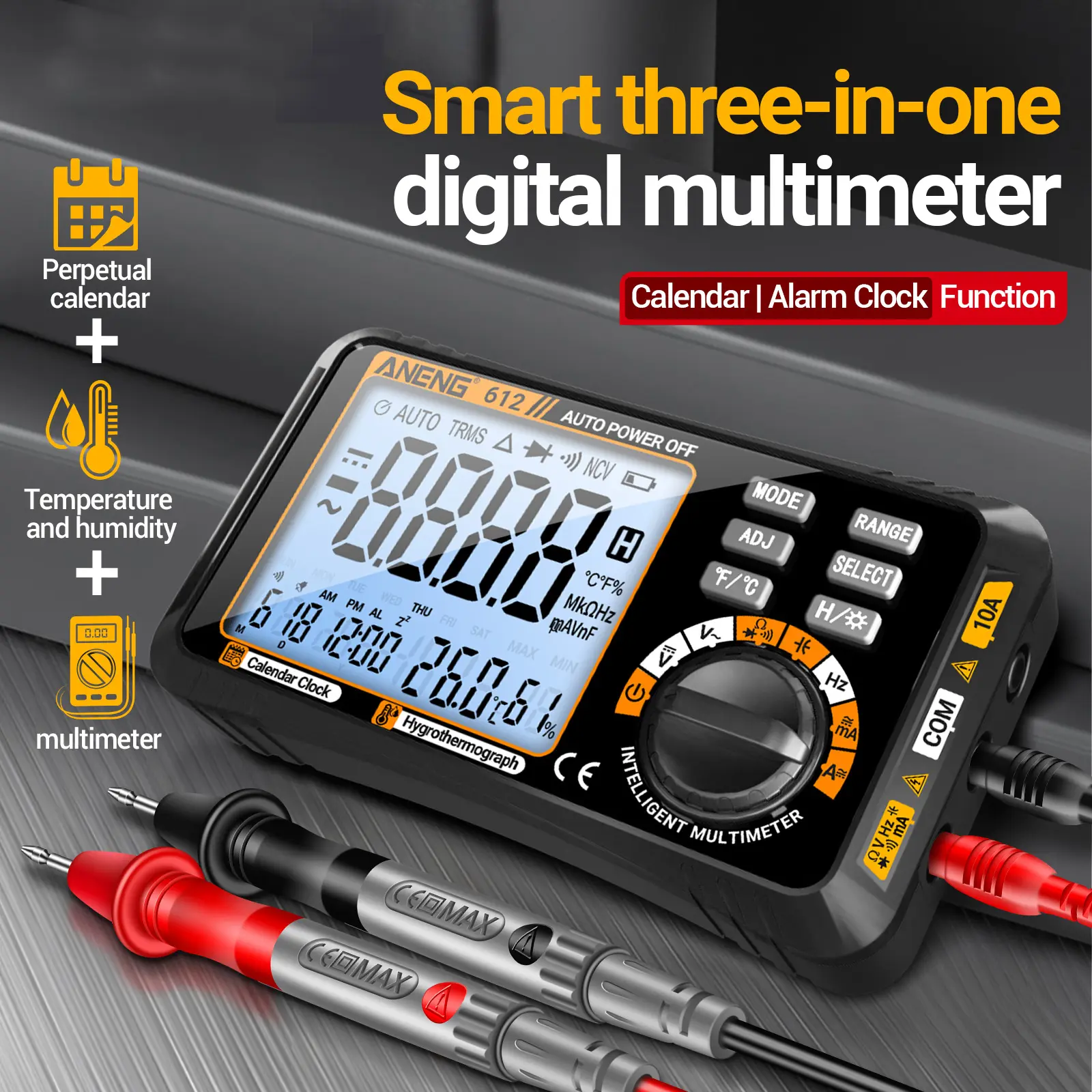 ANENG 612 Digital Multimeter 4000 Count Temperature and Humidity Ammeter Voltmeter Photovoltaic Panel Power Supplys Multimeter