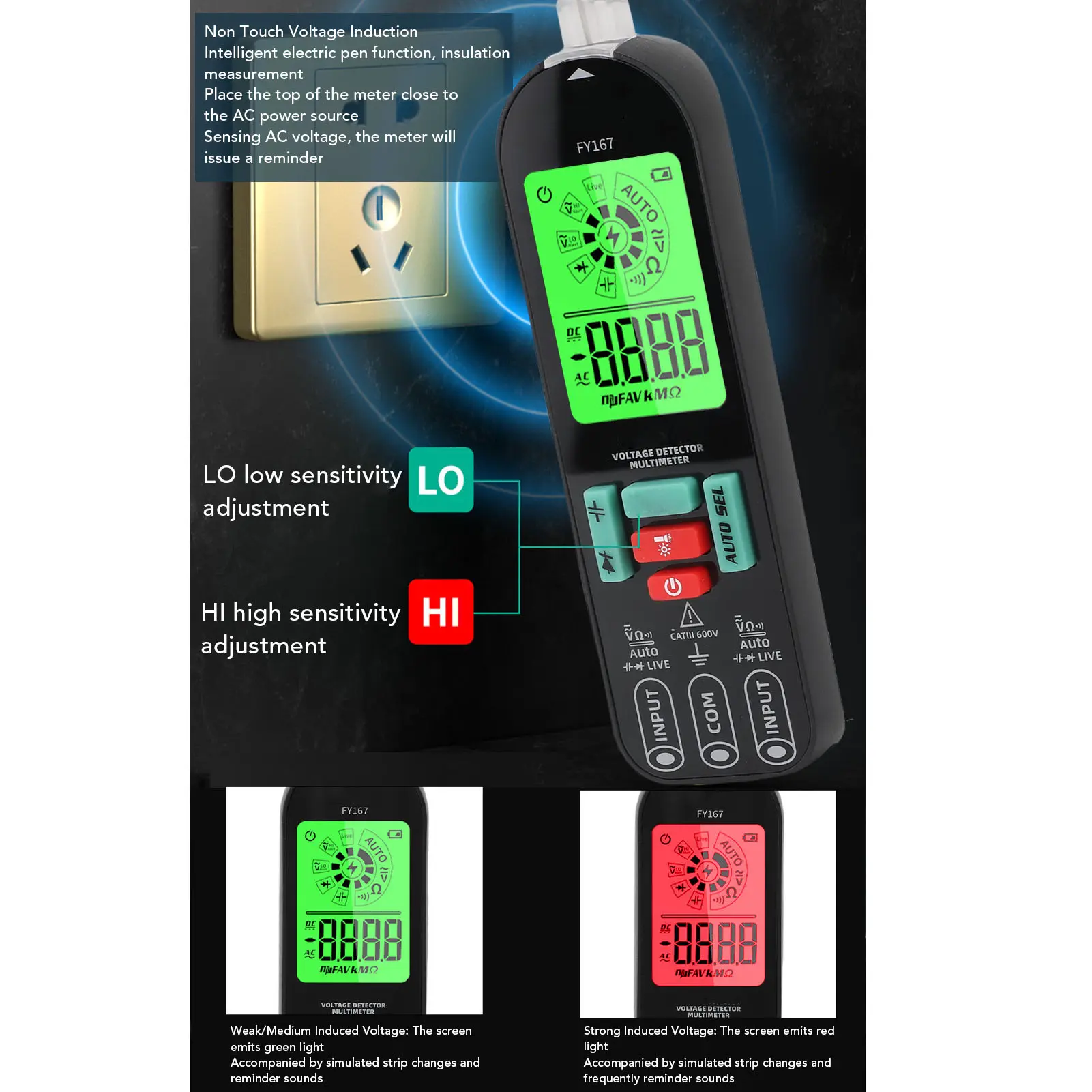 Electrical Voltmeter Neutral Live Wire Judgment Backlit Display Digital Voltage Tester Circuit Breakpoint Detection for Repair