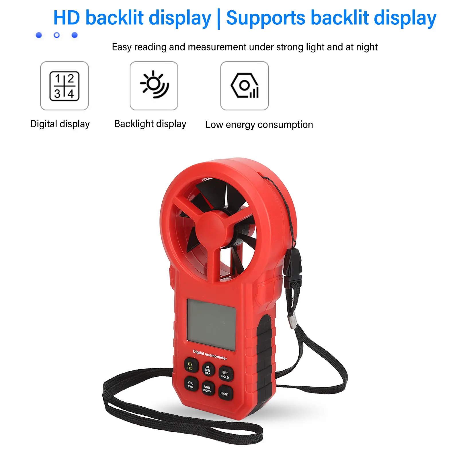 Handheld Anemometer Thermometer Digital Temperature Wind Speed Meter High Accuracy 5 Units  Digital Thermometer Wind Speed Gauge