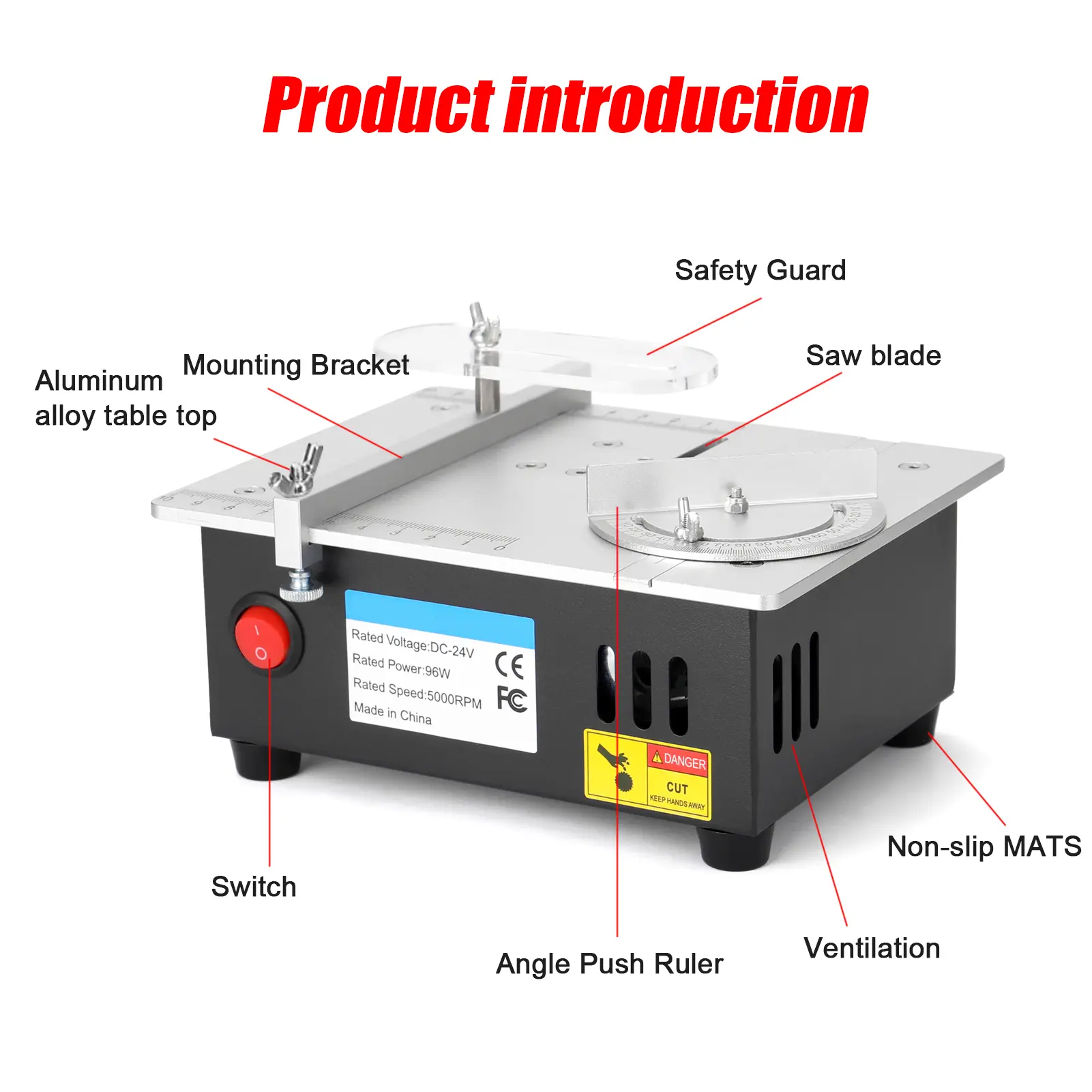 Mini Electric Table Saw 96W 5000RPM Bench Saw Small Household DIY Cutting Machine 14mm Cutting Depth Woodworking Circular Saw