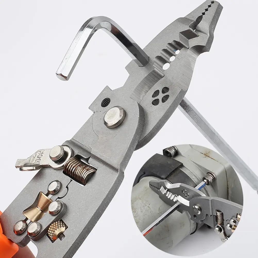 Wire Stripper Professional Wire Stripping Tool Portable Electric Cable Cutter Electrician Crimping Pliers Metal Locking Buckle