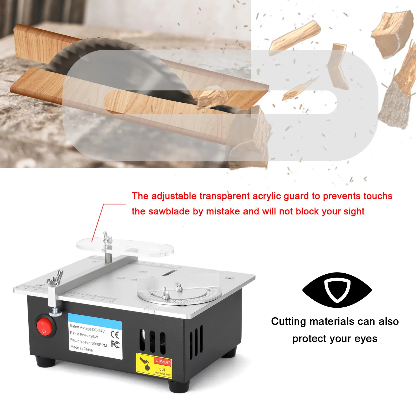 Mini Electric Table Saw 96W 5000RPM Bench Saw Small Household DIY Cutting Machine 14mm Cutting Depth Woodworking Circular Saw