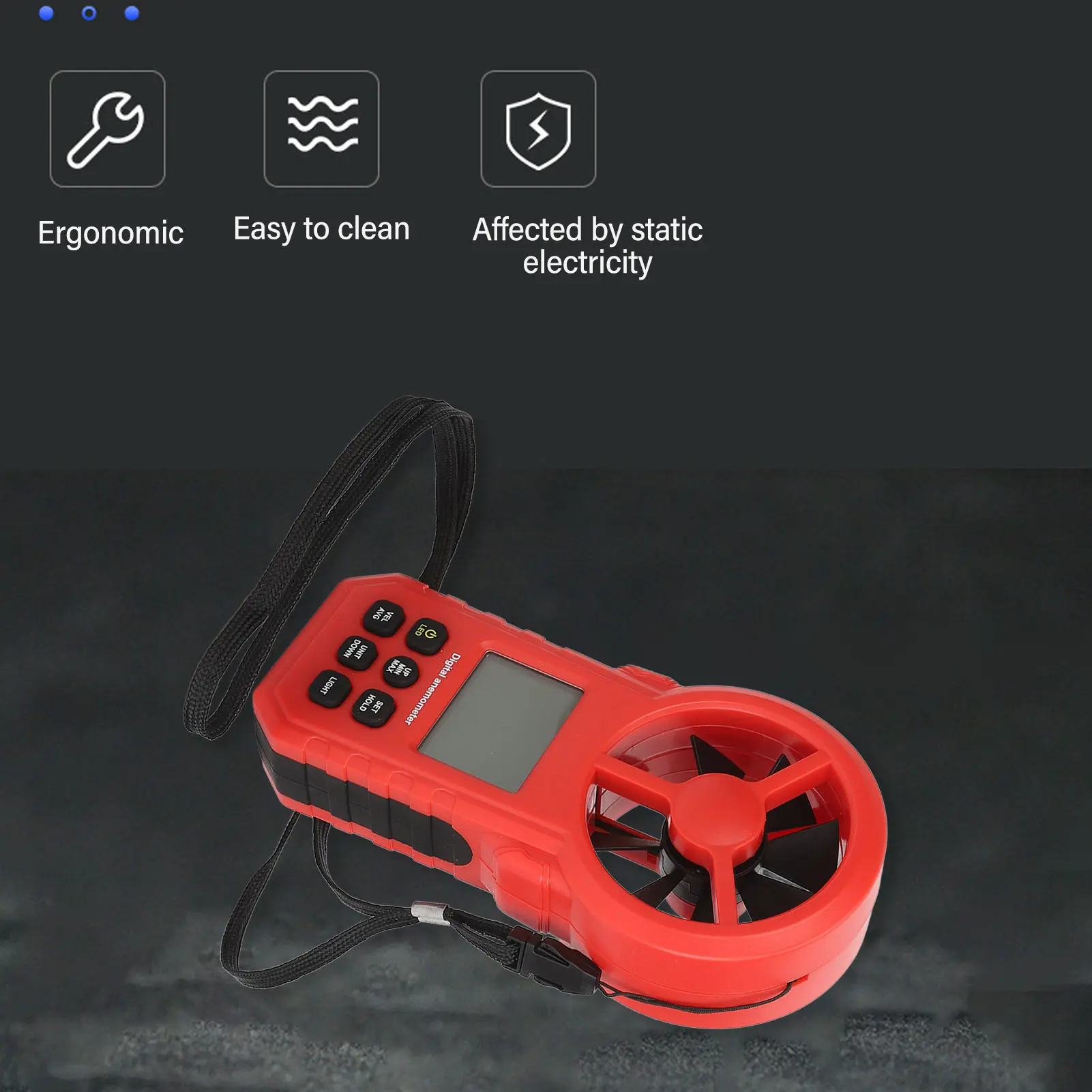 Handheld Anemometer Thermometer Digital Temperature Wind Speed Meter High Accuracy 5 Units  Digital Thermometer Wind Speed Gauge
