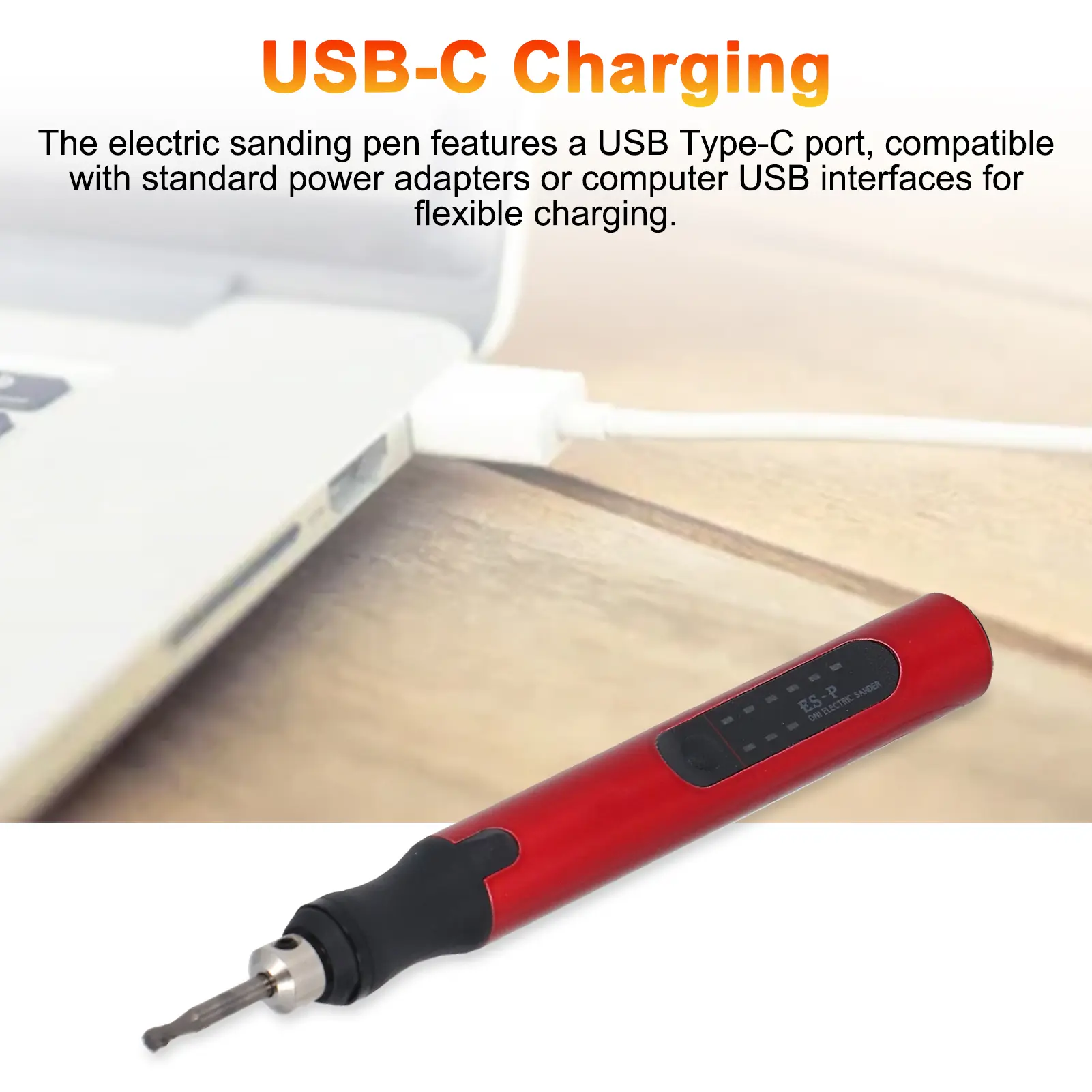 Electric Sanding Pen Kit, Portable USB Quick Charging Sanding Pen with 11pcs Sanding Heads for Polishing Drilling Engraving
