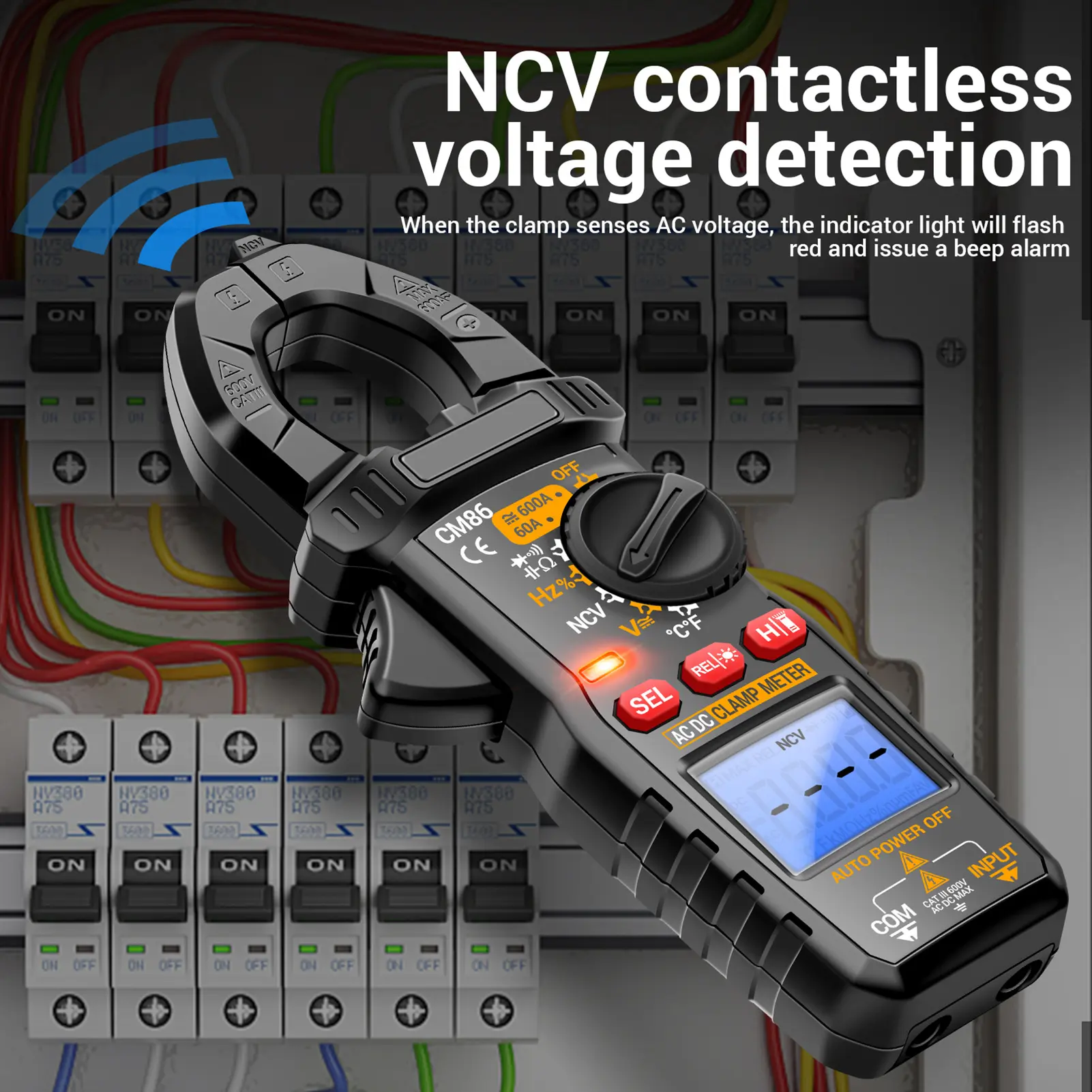 Digital Clamp Meter600A AC/DC Current Voltage Tester True RMS Multimeter with NCV Temperature Diode and Resistance Measure