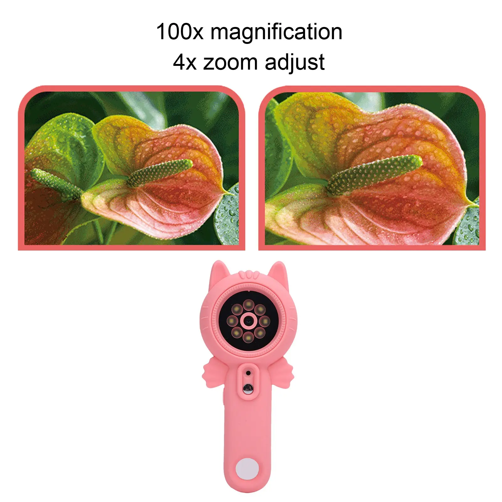 Portable Digital Magnifying Glass 100x Magnification 4x Zoom Handheld Digital Microscope 1080P USB Charging for Students Kids