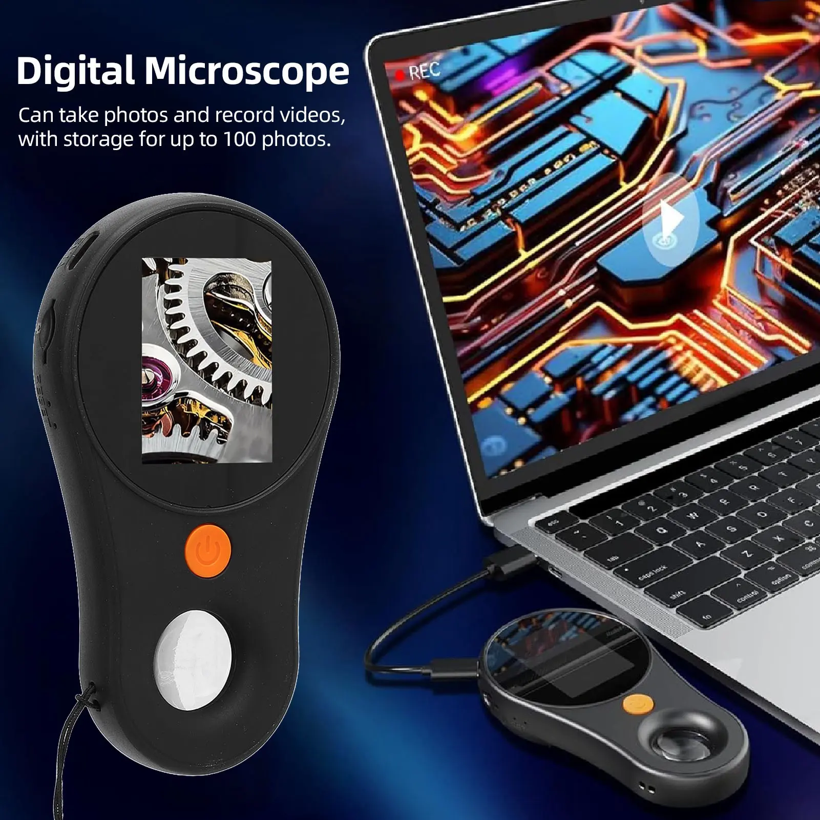 Handheld Digital Microscope 500x Magnification 2.0in Screen Adjustable Brightness 8 LEDs Portable Digital Magnifying Glass