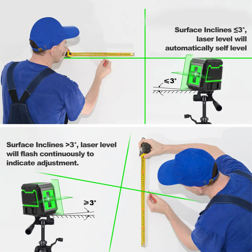 MINI Gradienter Self-Leveling Laser Level 2 Line Laser Level Machine Green Cross Laser Beam Line Alignment Laser Leveling Device