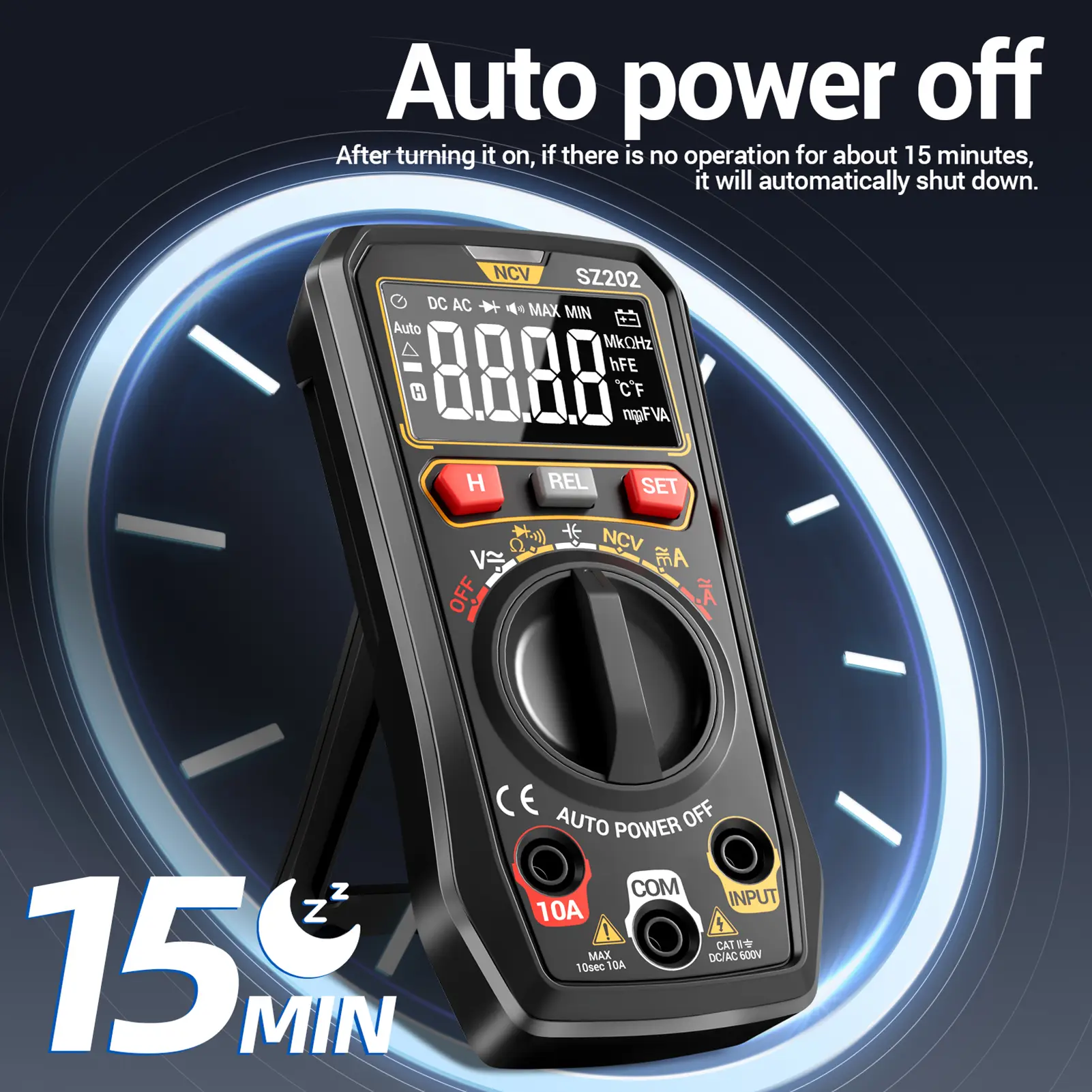 Digital Multimeter Auto-Ranging 4000 Counts Portable Ohm Volt Amp Tester Measures NCV Voltage  Current  Diode Cpacitance
